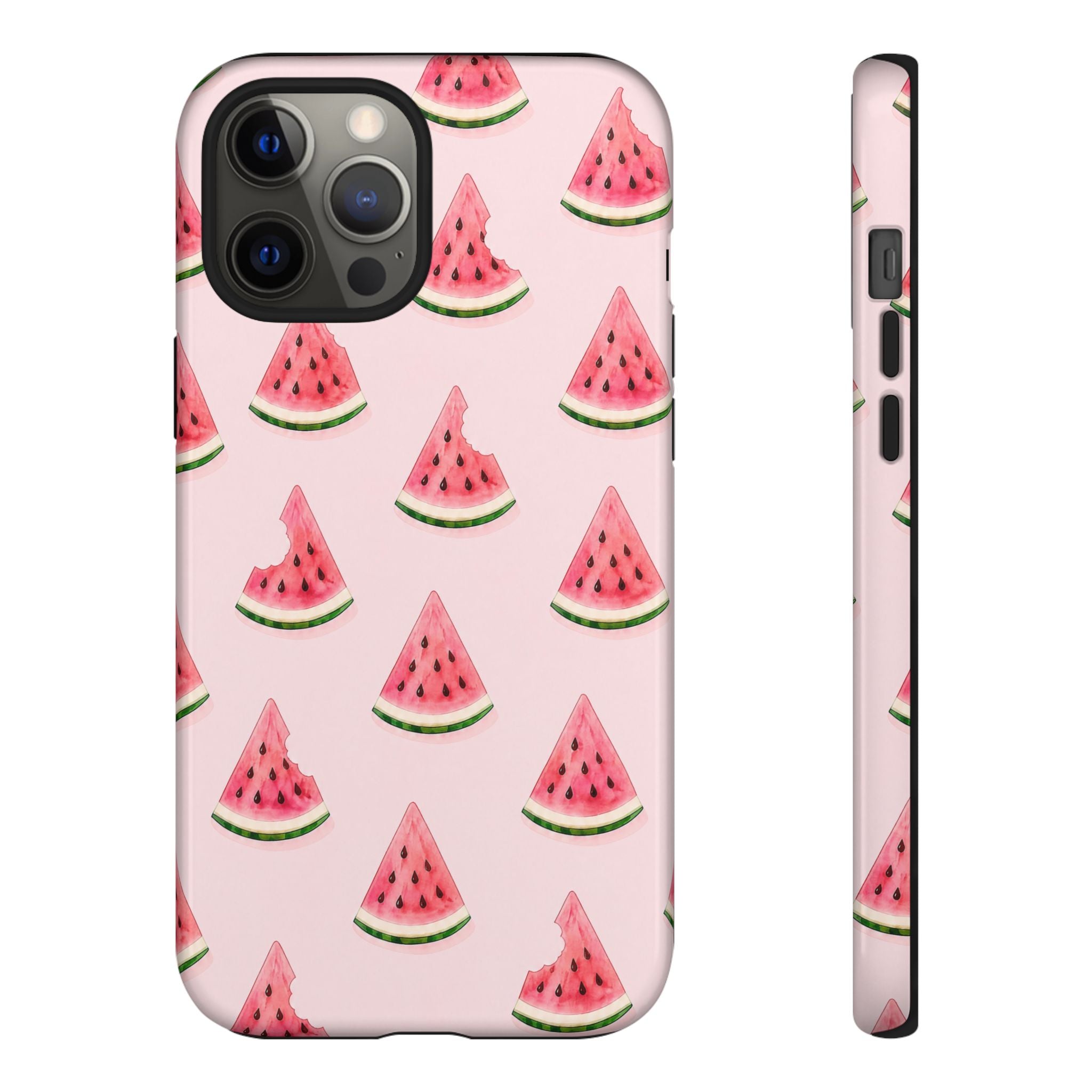 Watermelon Pattern Tough Phone Case — Pink Fruit Slice Protective Case