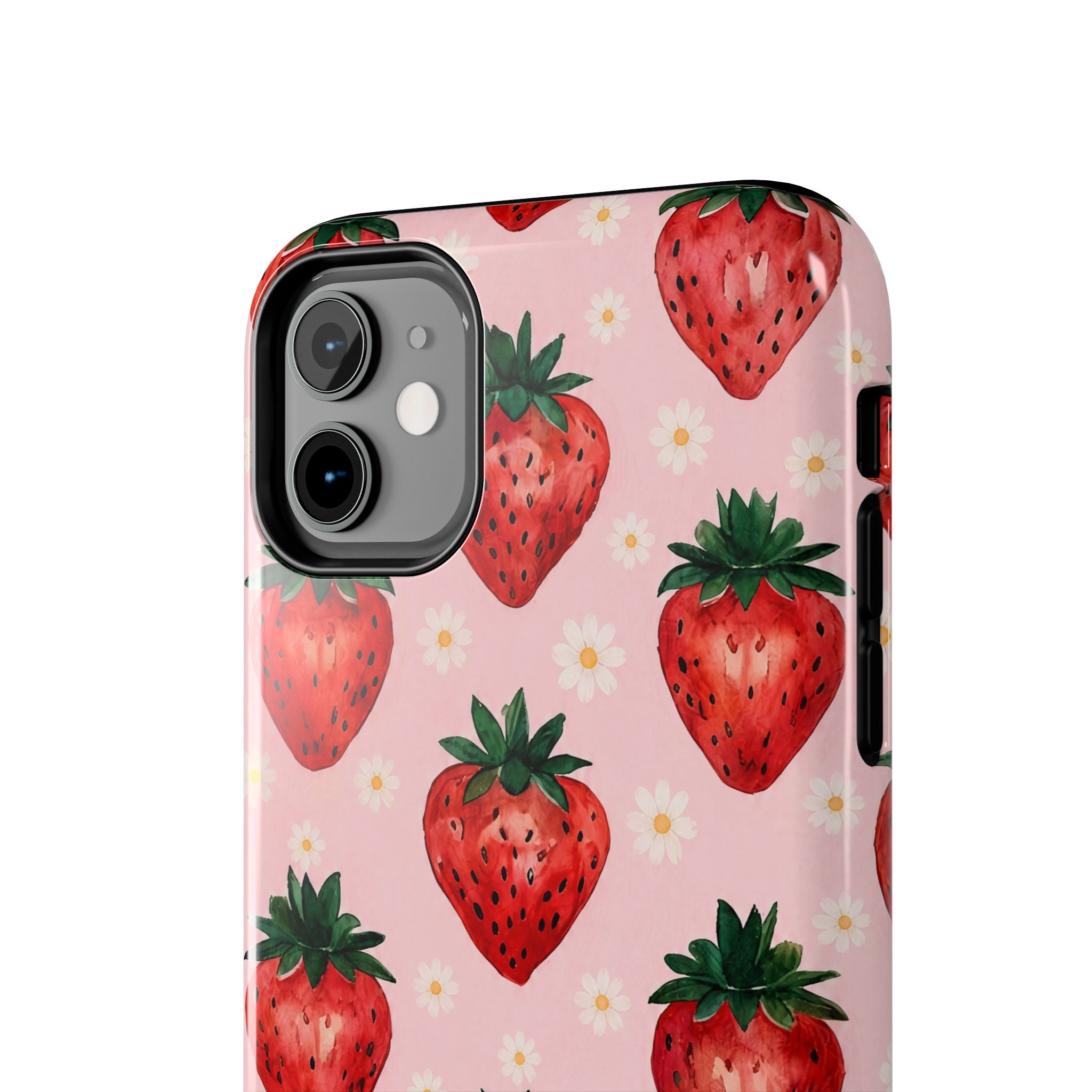 Strawberry Pattern Tough Phone Case — Cute Pink Fruit iPhone/Android Protection