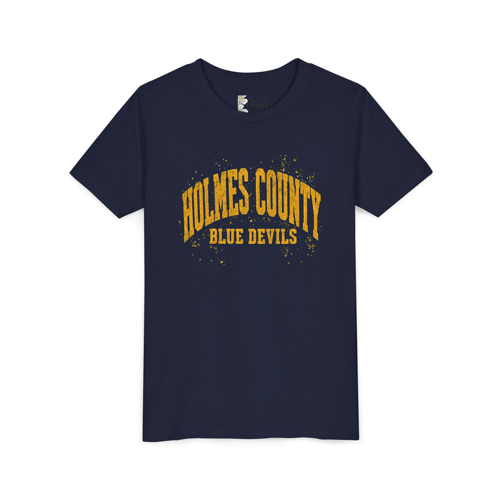 Holmes County Blue Devils Youth Tee — Vintage School Spirit Short Sleeve