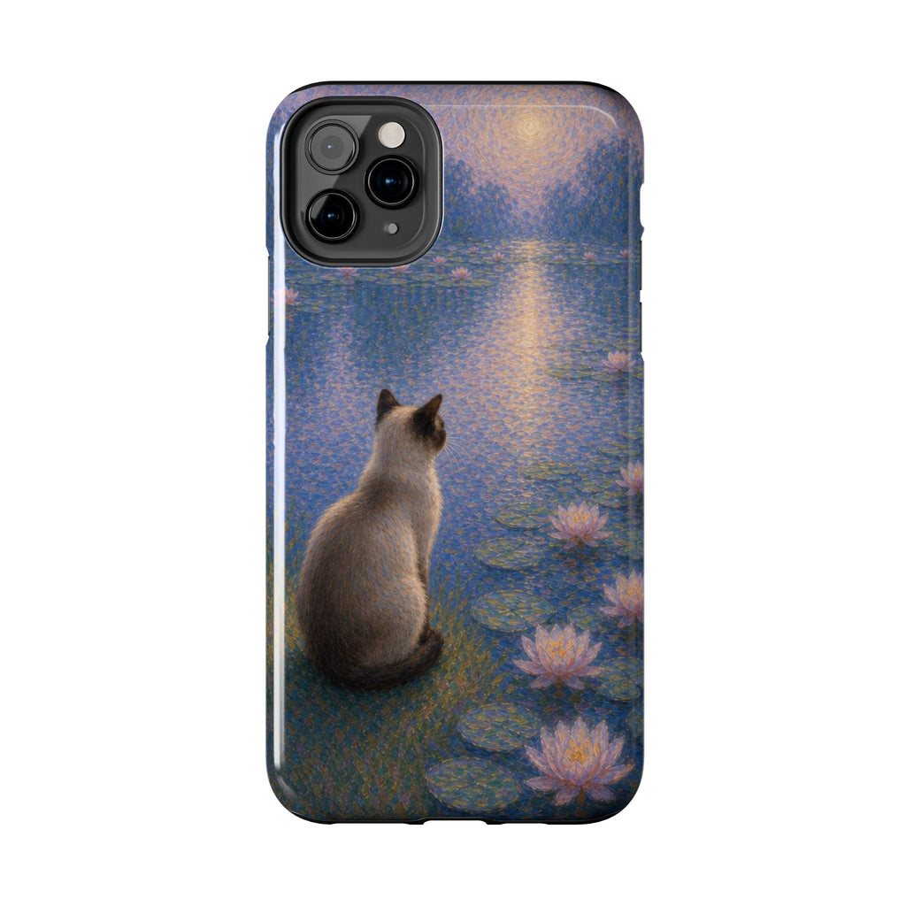 Siamese Cat by Moonlight Tough Phone Case – Waterlily Dream Protective Cover