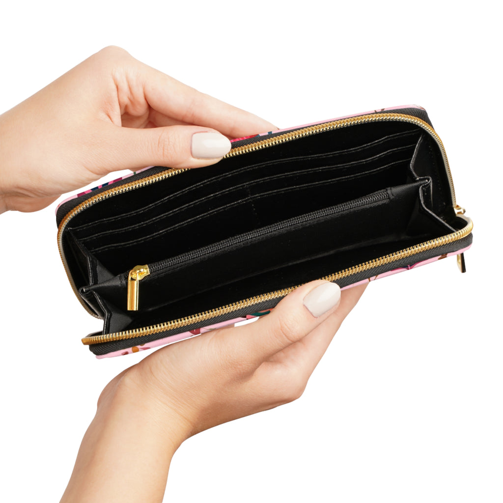 Colorful Beetle & Botanical Pattern Zipper Wallet
