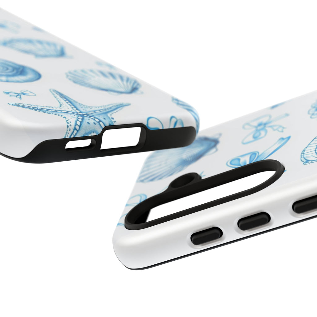 Seaside Shells Phone Case — Blue Nautical Shell & Starfish Pattern