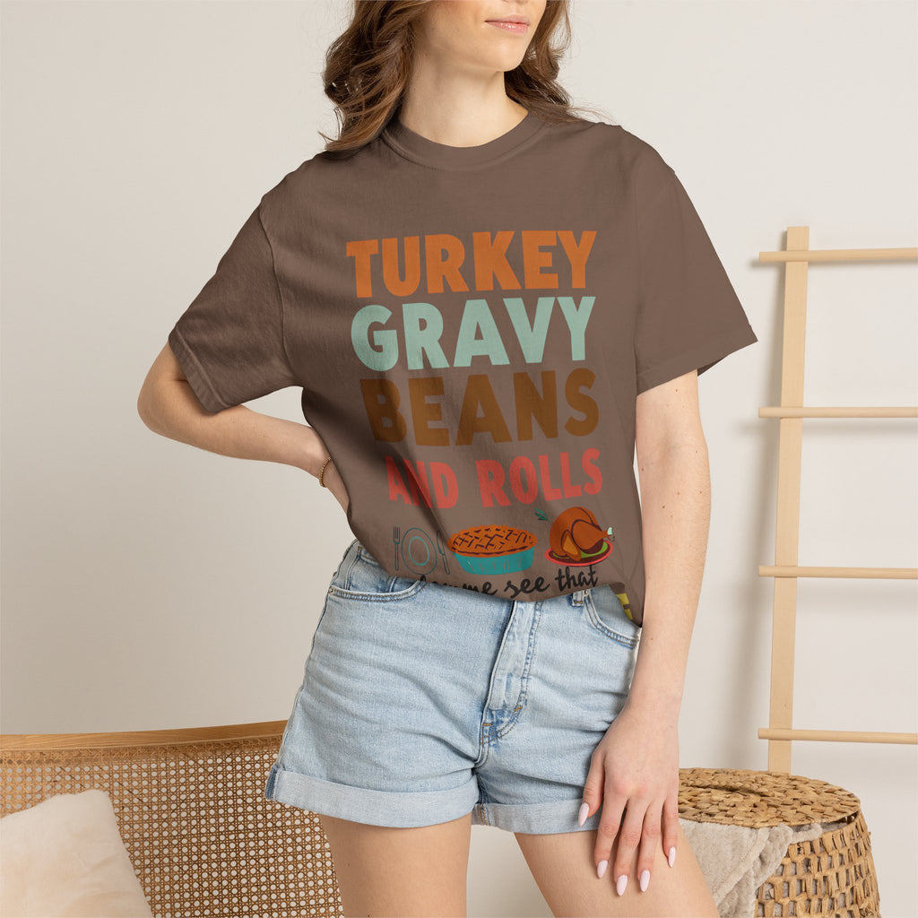 Turkey Gravy Beans and Rolls Casserole Thanksgiving T-Shirt