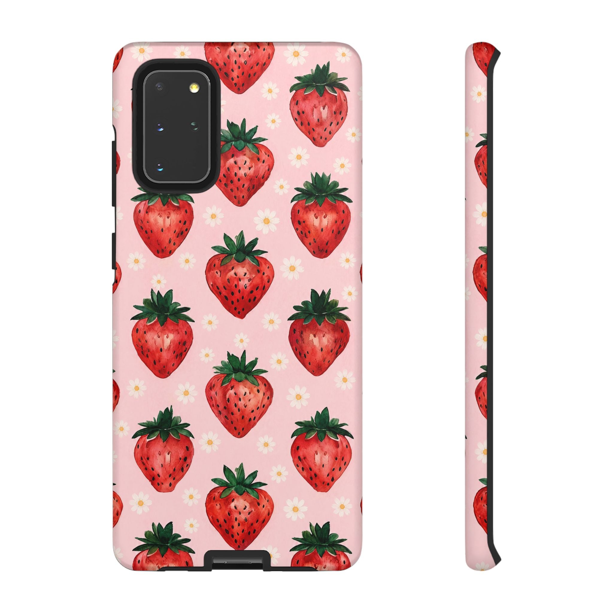 Strawberry Pattern Tough Case — Cute Pink Fruit Phone Case