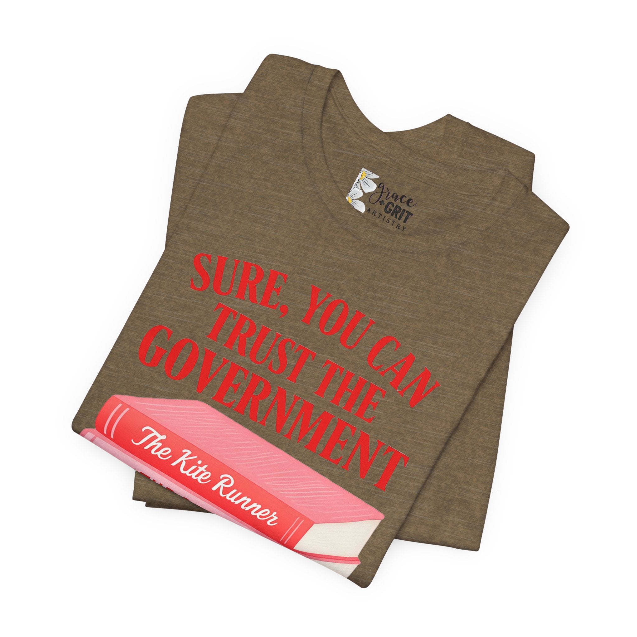 Sure You Can Trust The Government book stack T-Shirt | Literary Dystopia Tee