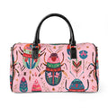 Faux Leather Travel Bag – Colorful Beetle & Botanical Print Weekender