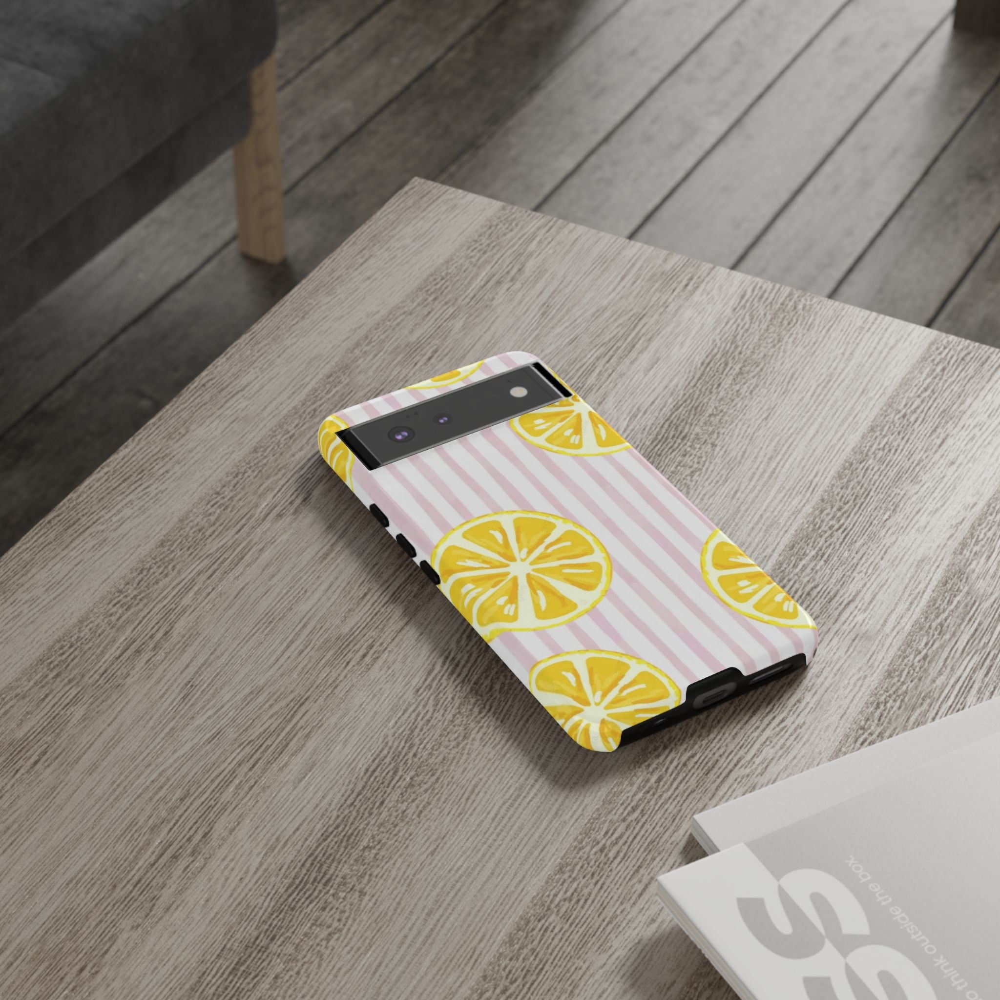 Lemon Slices Tough Case — Cute Pink Stripe Phone Cover