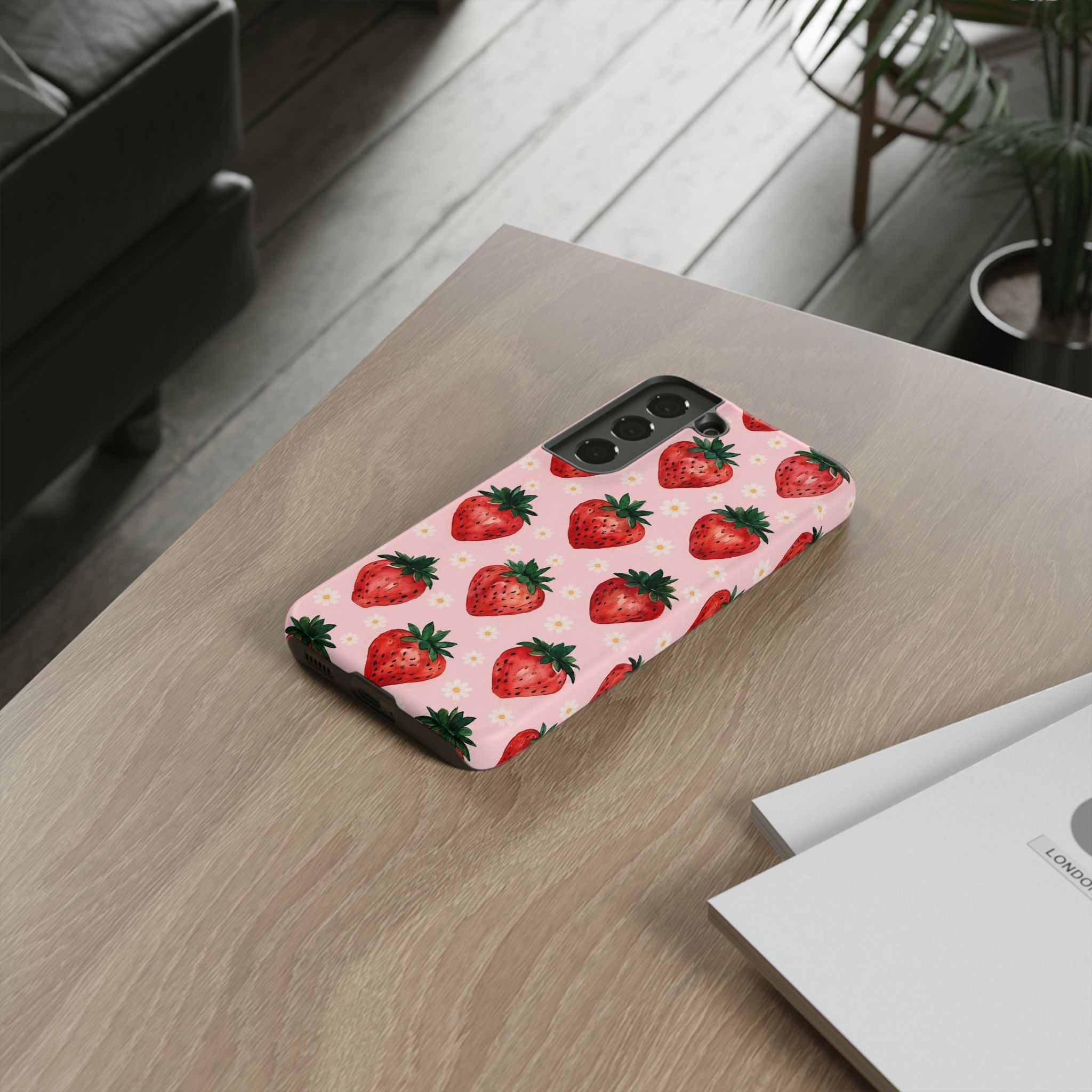 Strawberry Pattern Tough Case — Cute Pink Fruit Phone Case