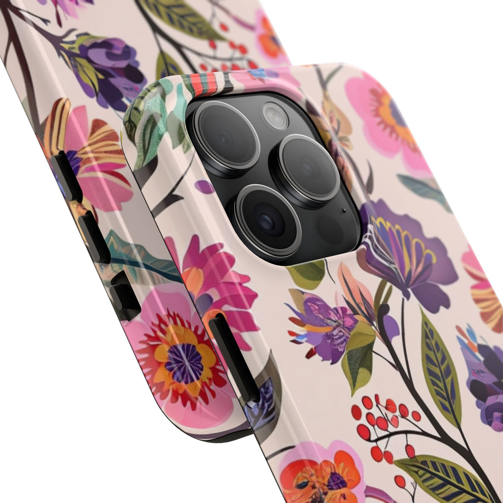 Floral Tough Phone Case – Colorful Botanical Flower Design