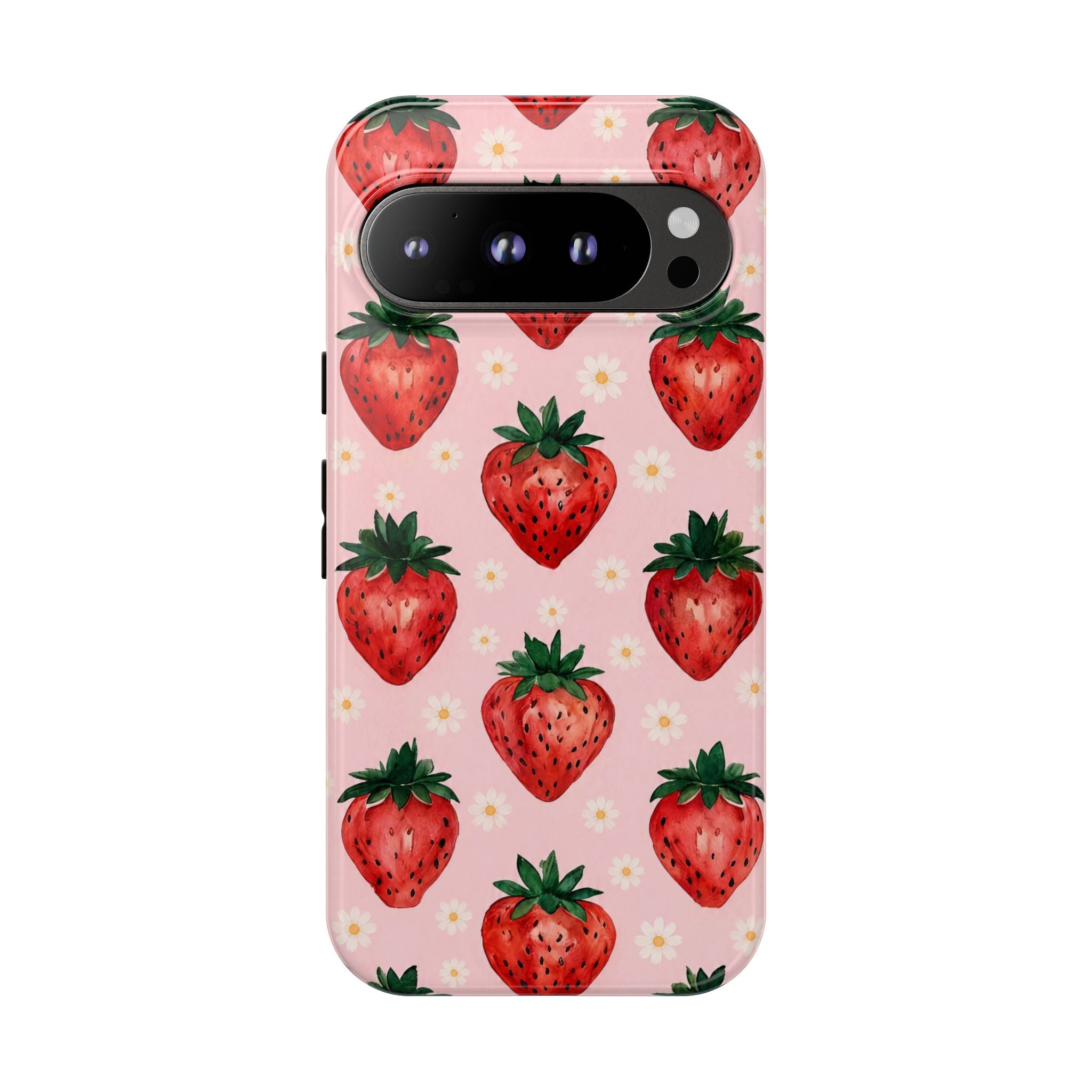 Strawberry Pattern Tough Case — Cute Pink Fruit Phone Case