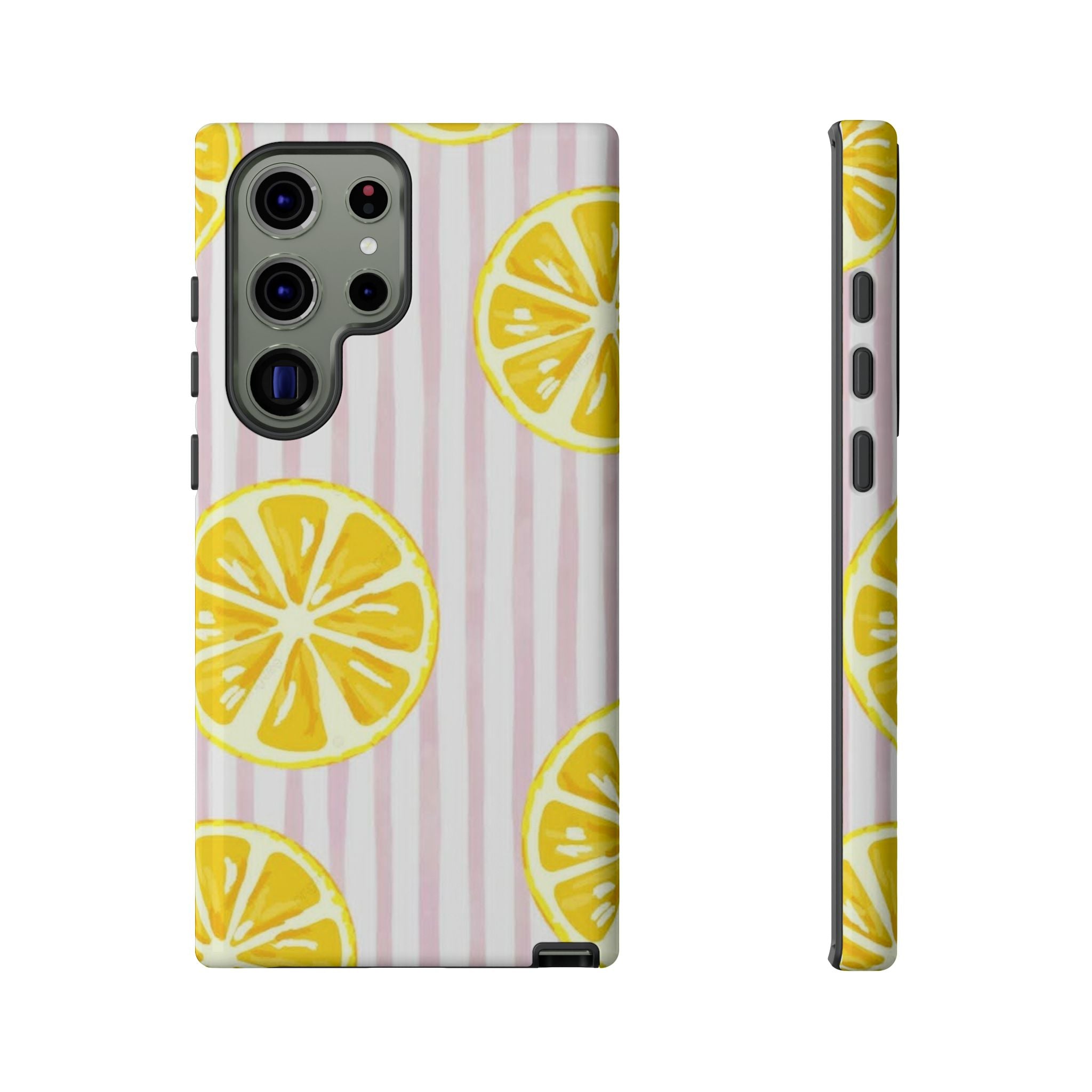 Lemon Slices Tough Case — Cute Pink Stripe Phone Cover