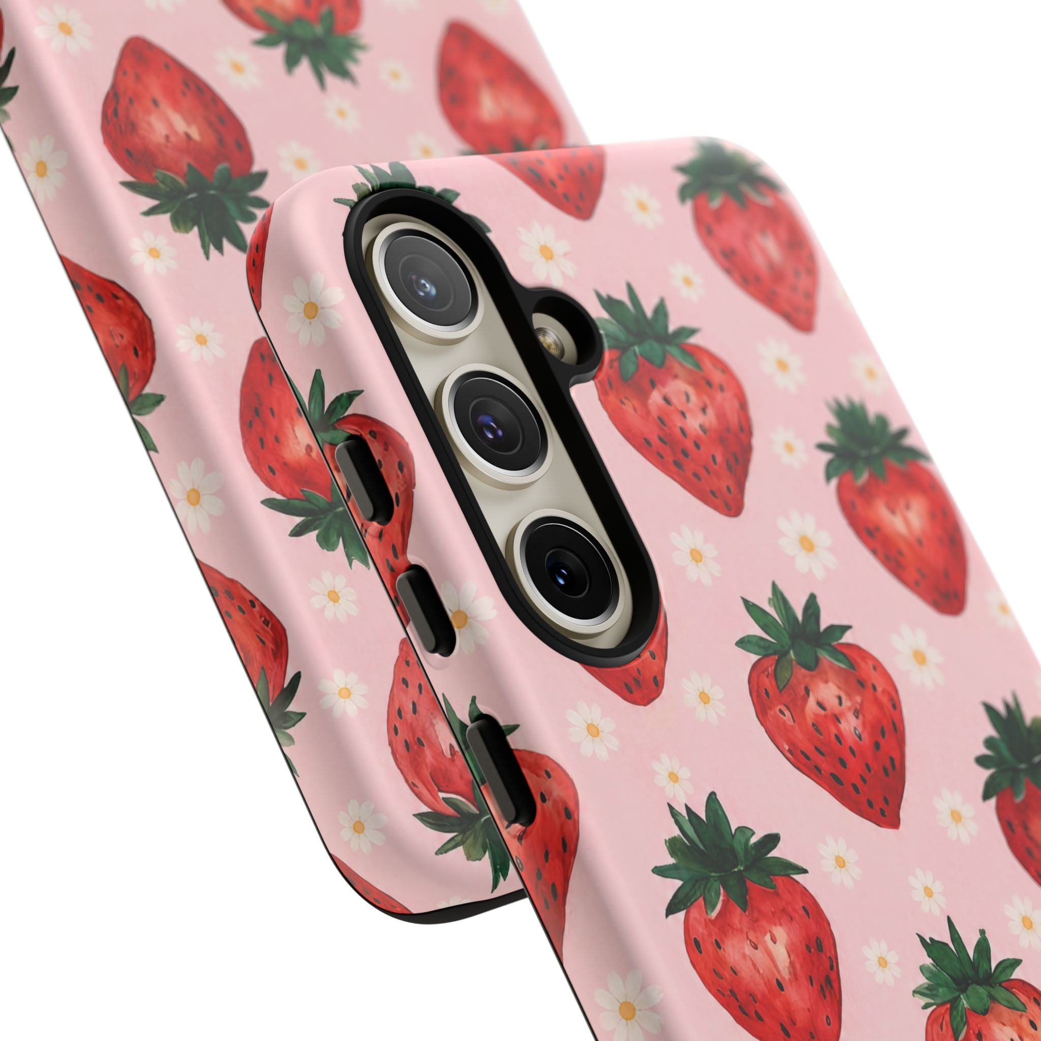 Strawberry Pattern Tough Case — Cute Pink Fruit Phone Case