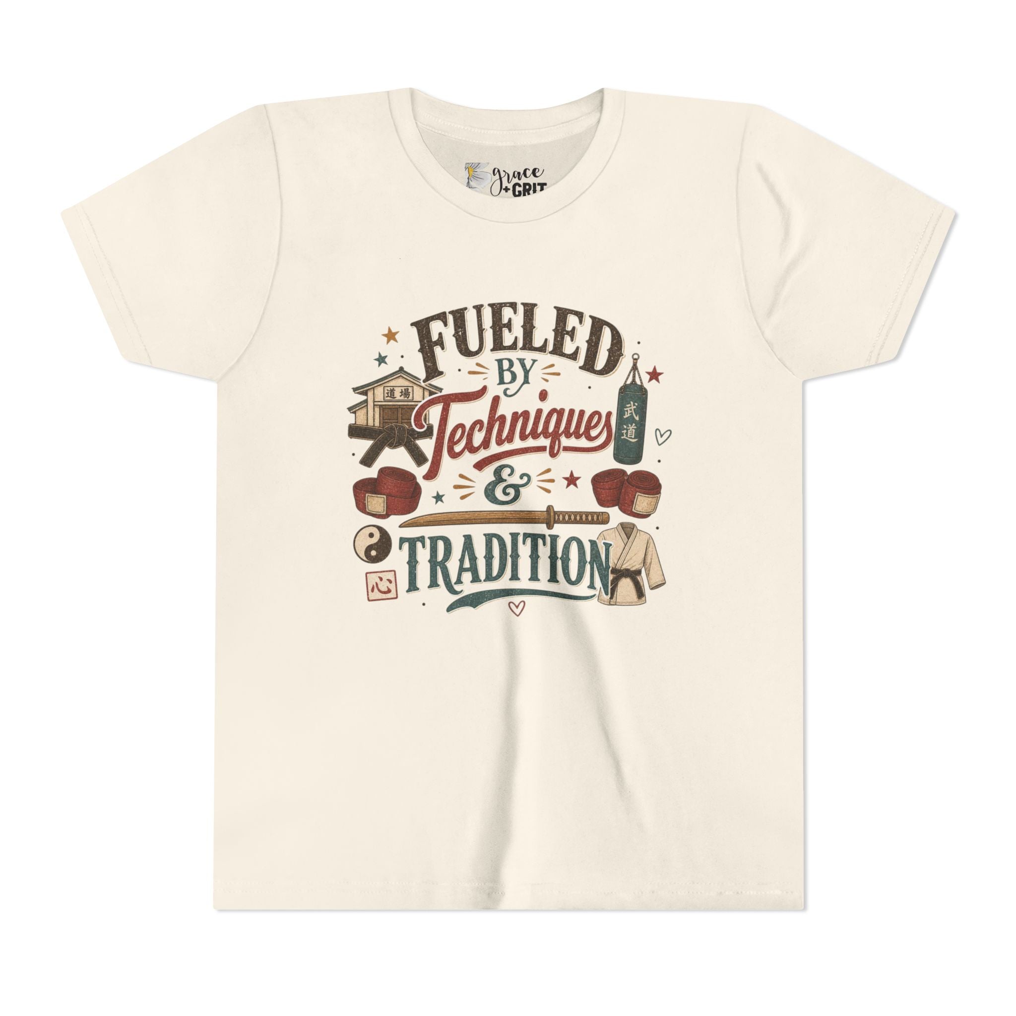Fueled by Techniques & Tradition Youth Tee | Martial Arts Karate Graphic Shirt