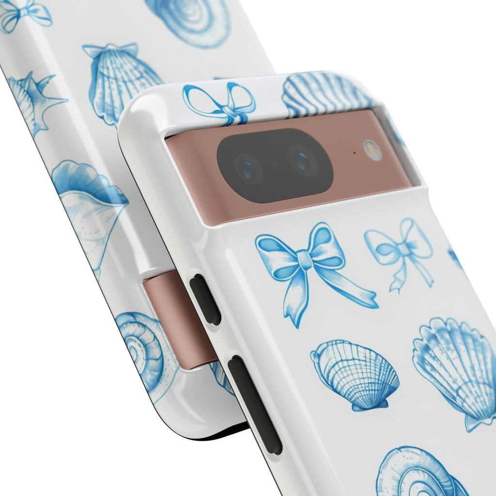 Seaside Shells Phone Case — Blue Nautical Shell & Starfish Pattern