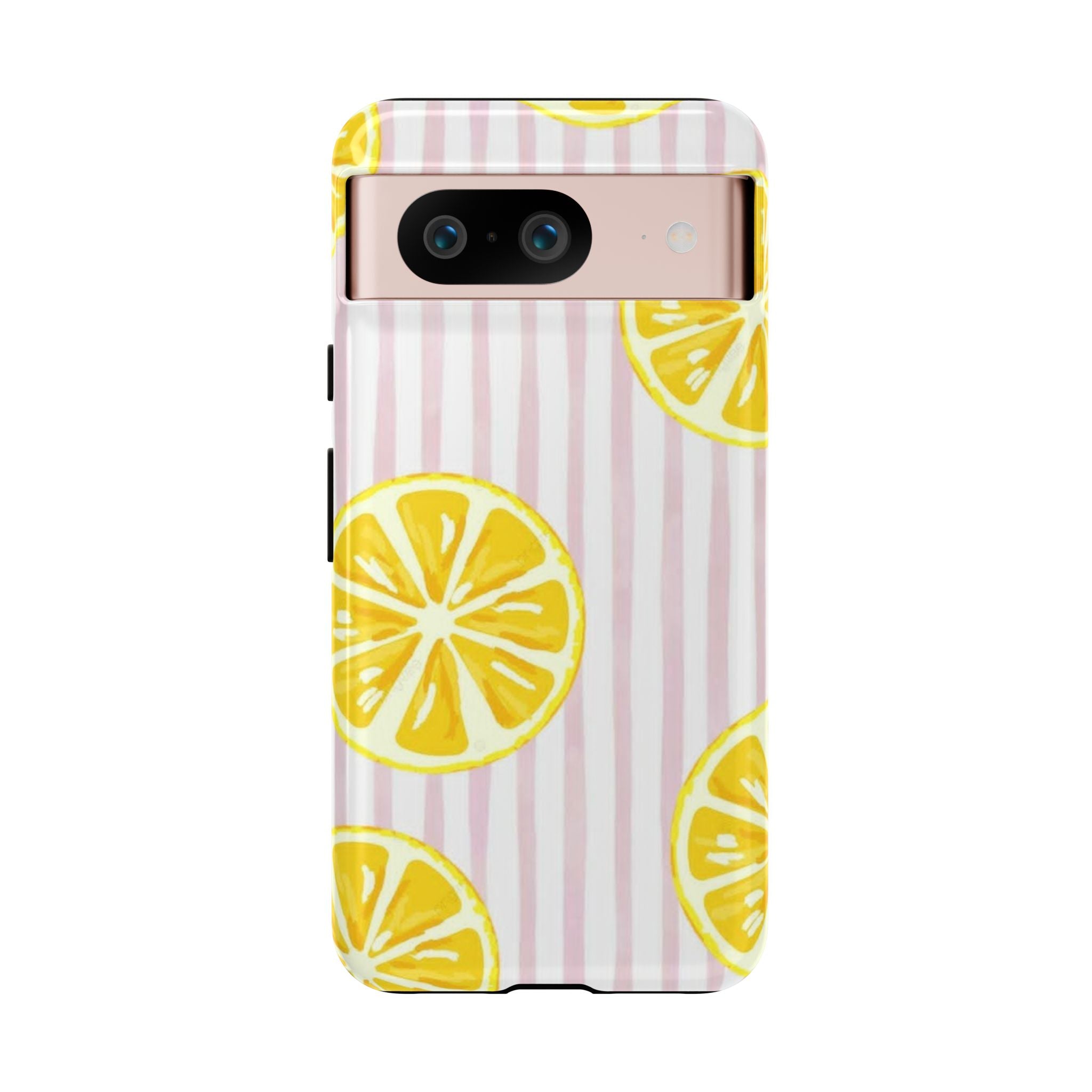 Lemon Slices Tough Case — Cute Pink Stripe Phone Cover