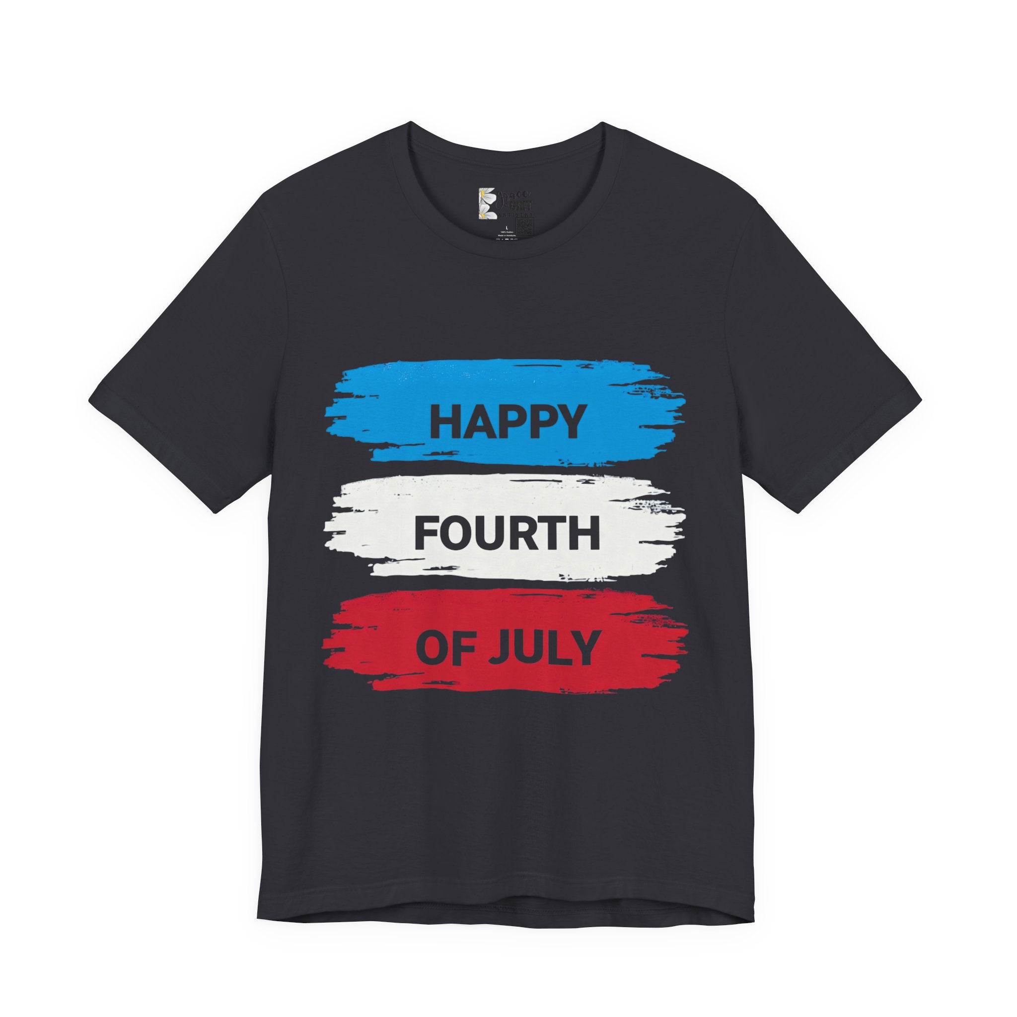 Fourth of July Brushstroke Tee — "Happy Fourth of July" Patriotic T‑Shirt