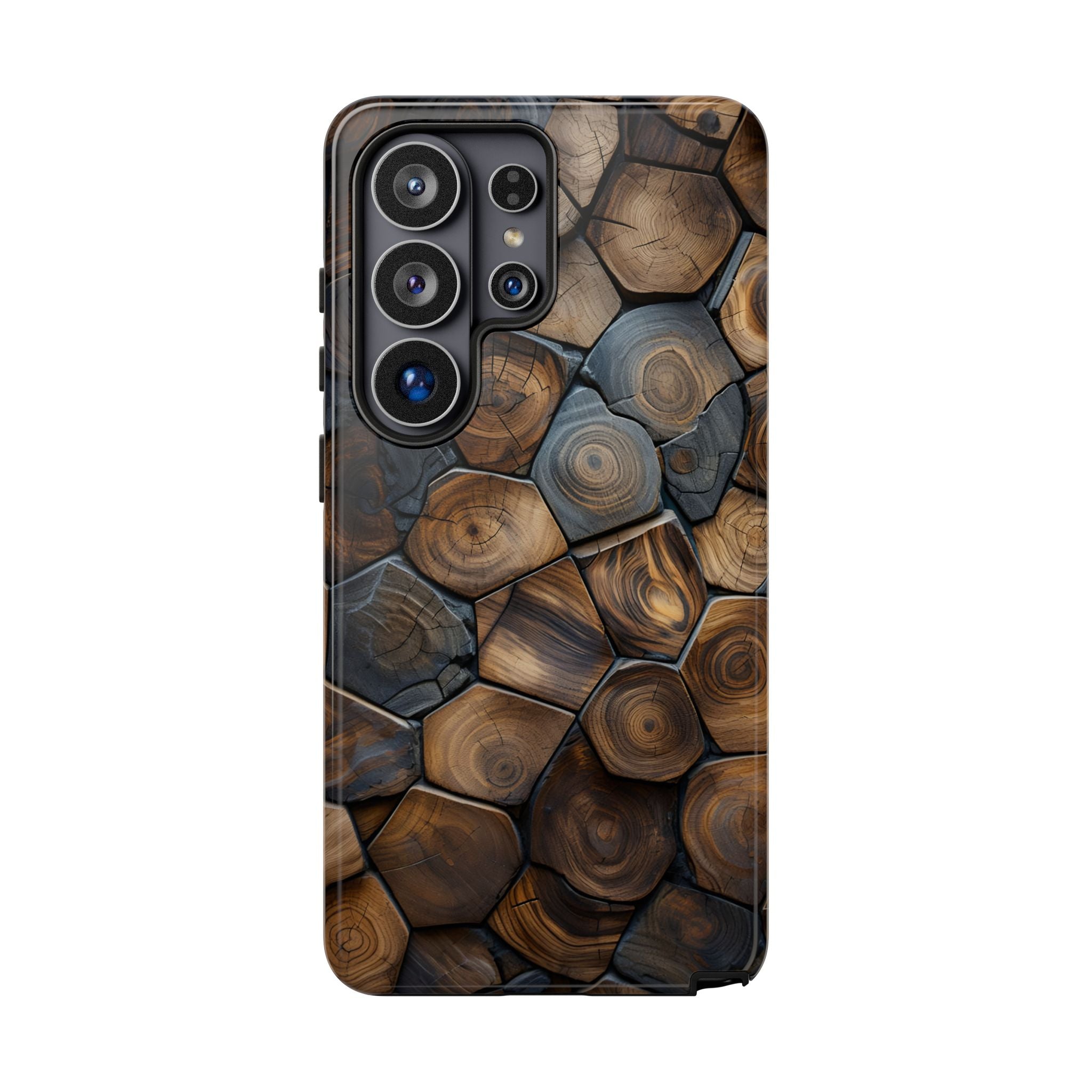 Wood Grain Hex Phone Case — Rustic Geometric iPhone Protection