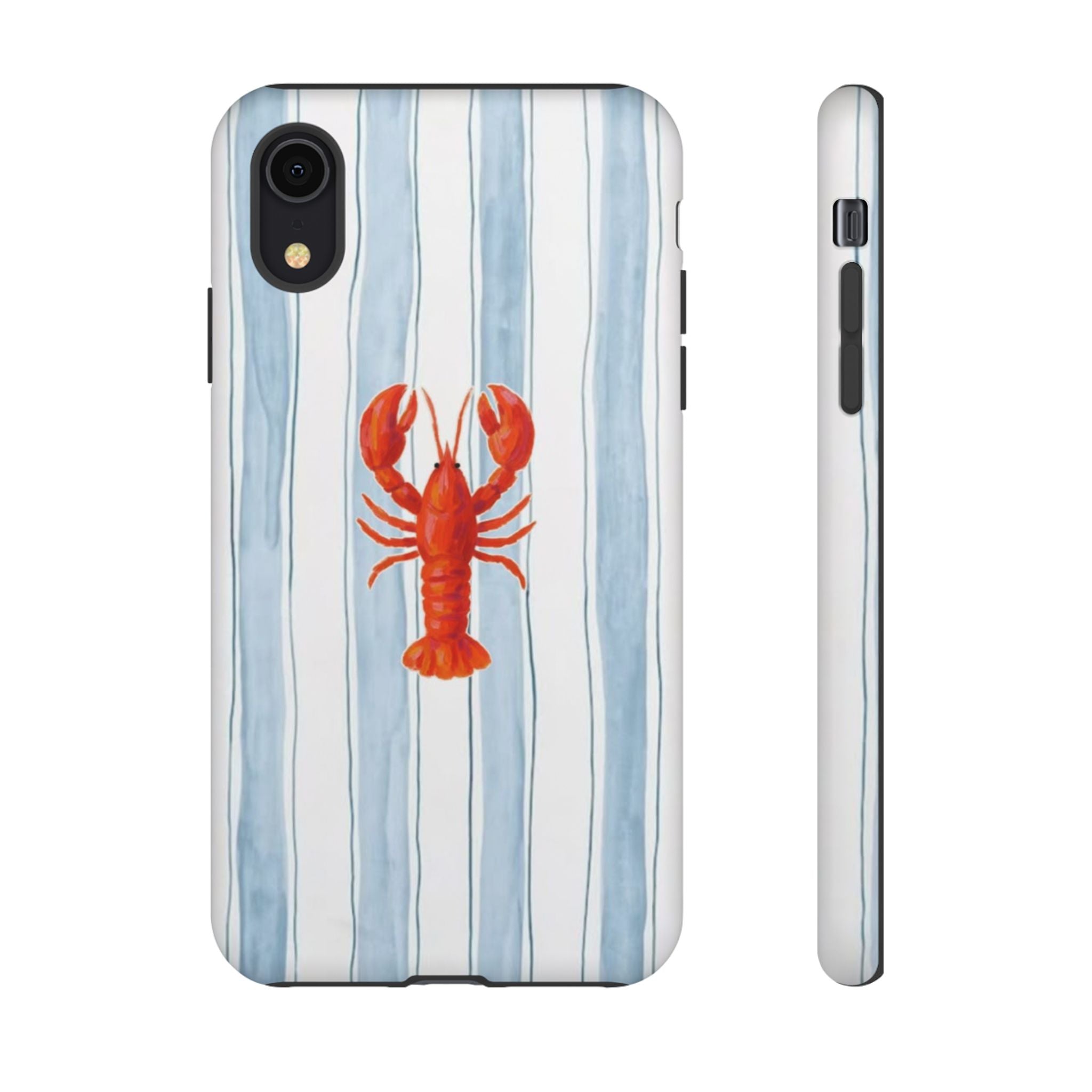 Lobster Stripe Phone Case — Nautical Blue & White Protective Cover