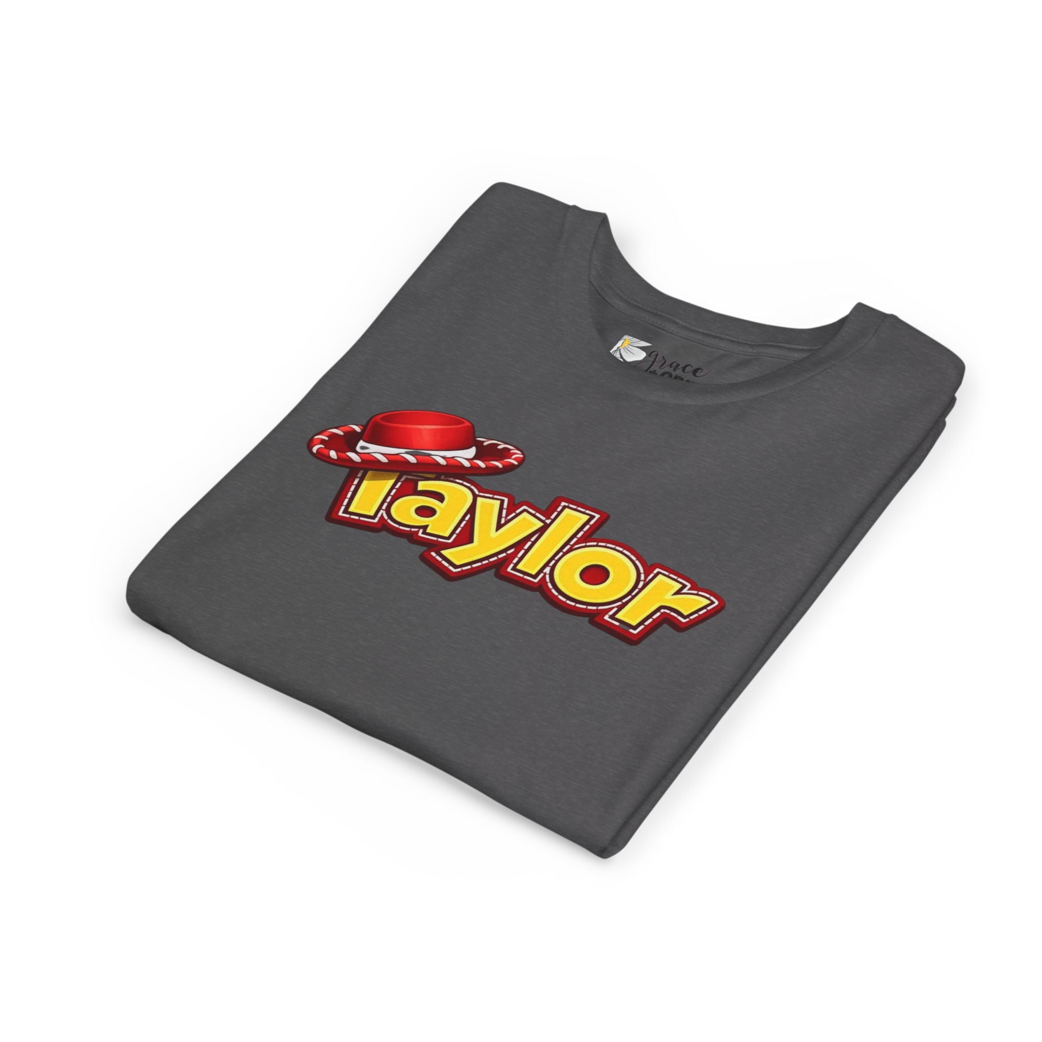 Taylor Kids Tee — Playful Name Shirt with Cowboy Hat Graphic