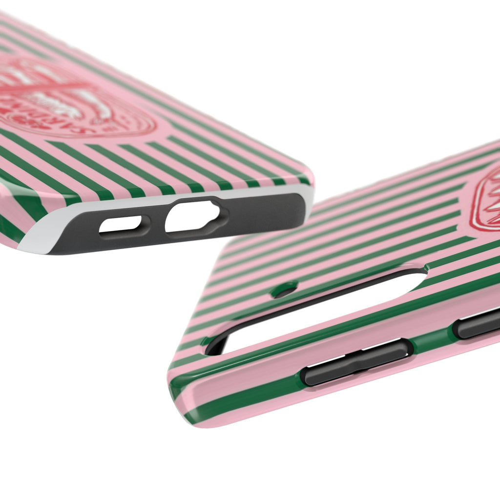 Sardine Stripes Tough Phone Case — Retro Pink & Green Protective Phone Cover