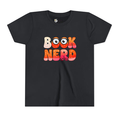 Book Nerd Youth Tee | Cute Retro Bubble Letters with Glasses
