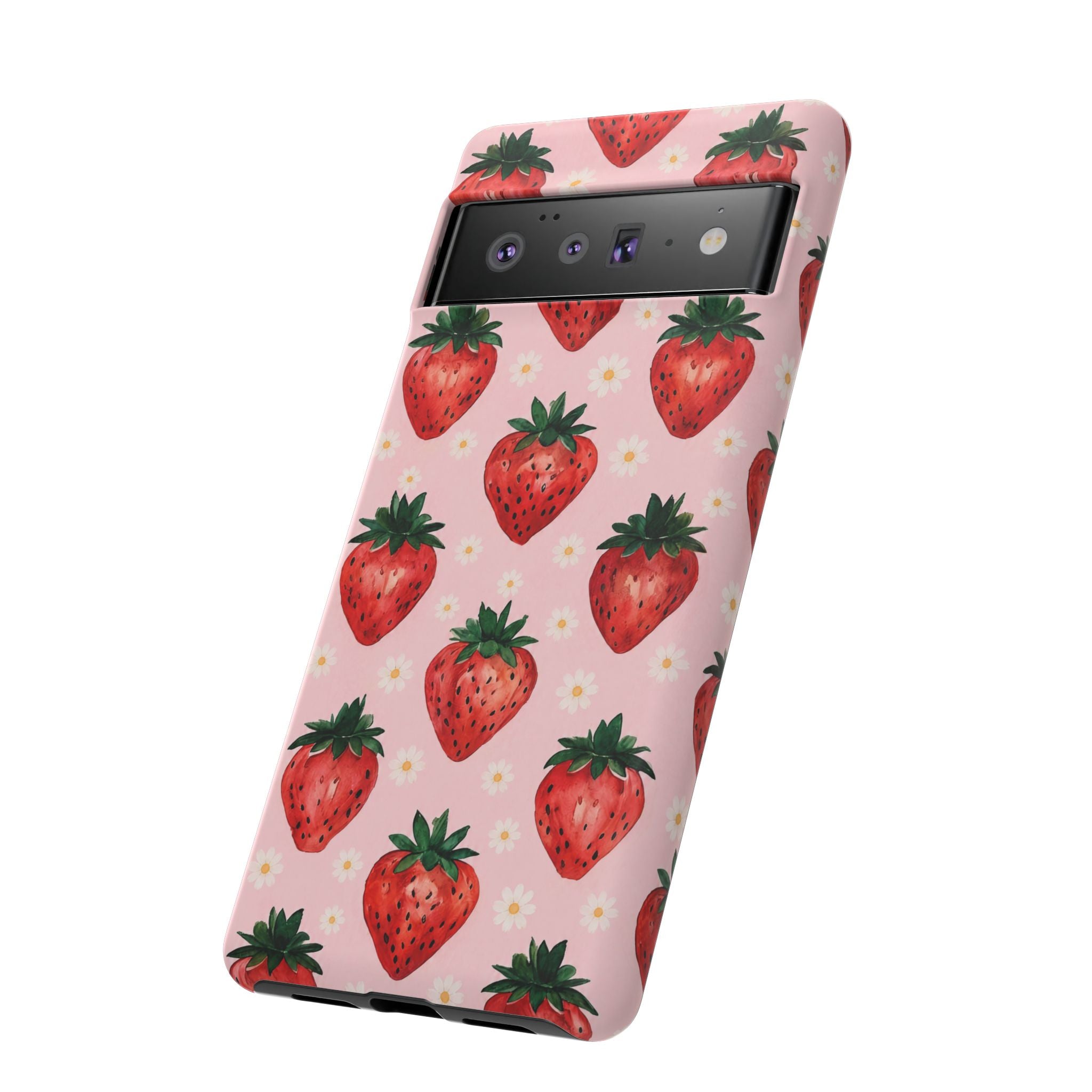 Strawberry Pattern Tough Case — Cute Pink Fruit Phone Case
