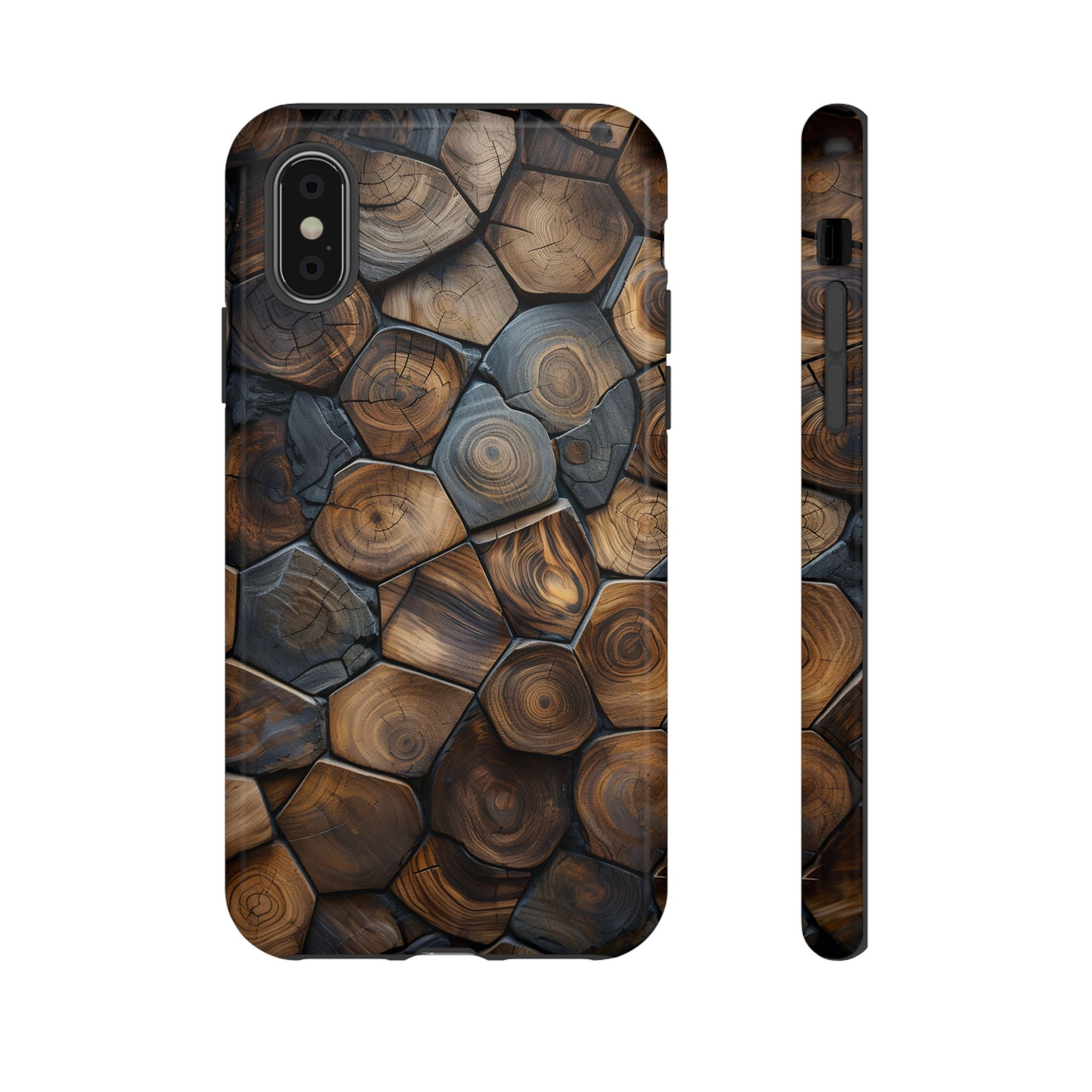 Wood Grain Hex Phone Case — Rustic Geometric iPhone Protection