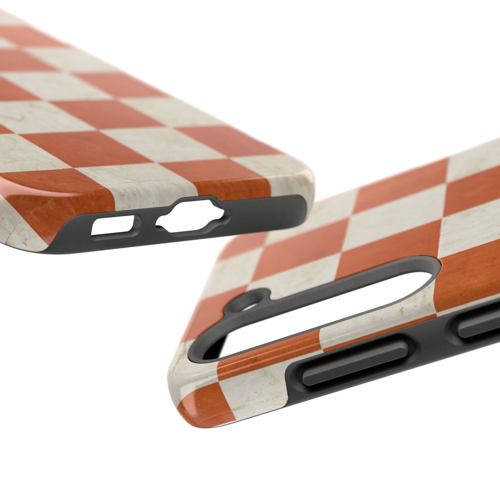 Orange and Cream Checkerboard Tough Phone Case