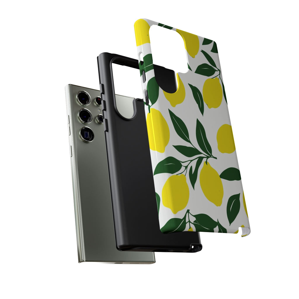 Lemon Pattern Tough Phone Case — Bright Citrus Protective Cover