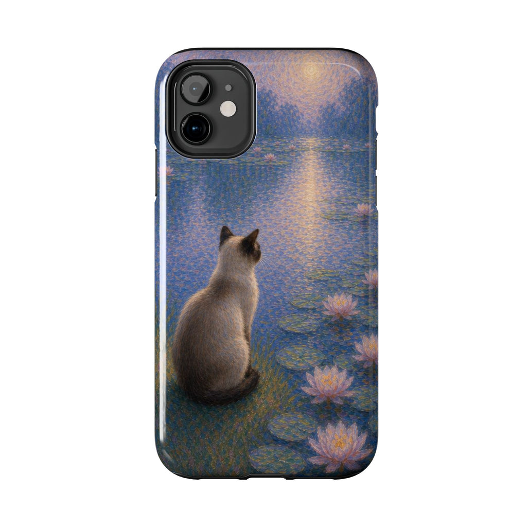Siamese Cat by Moonlight Tough Phone Case – Waterlily Dream Protective Cover
