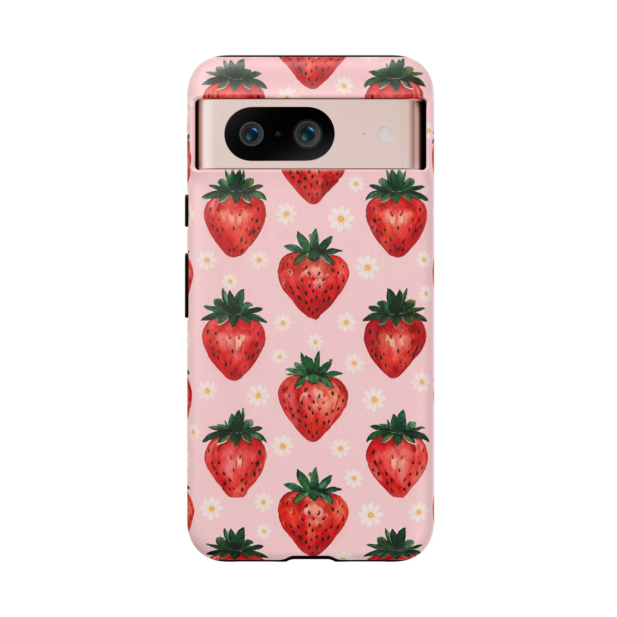 Strawberry Pattern Tough Case — Cute Pink Fruit Phone Case