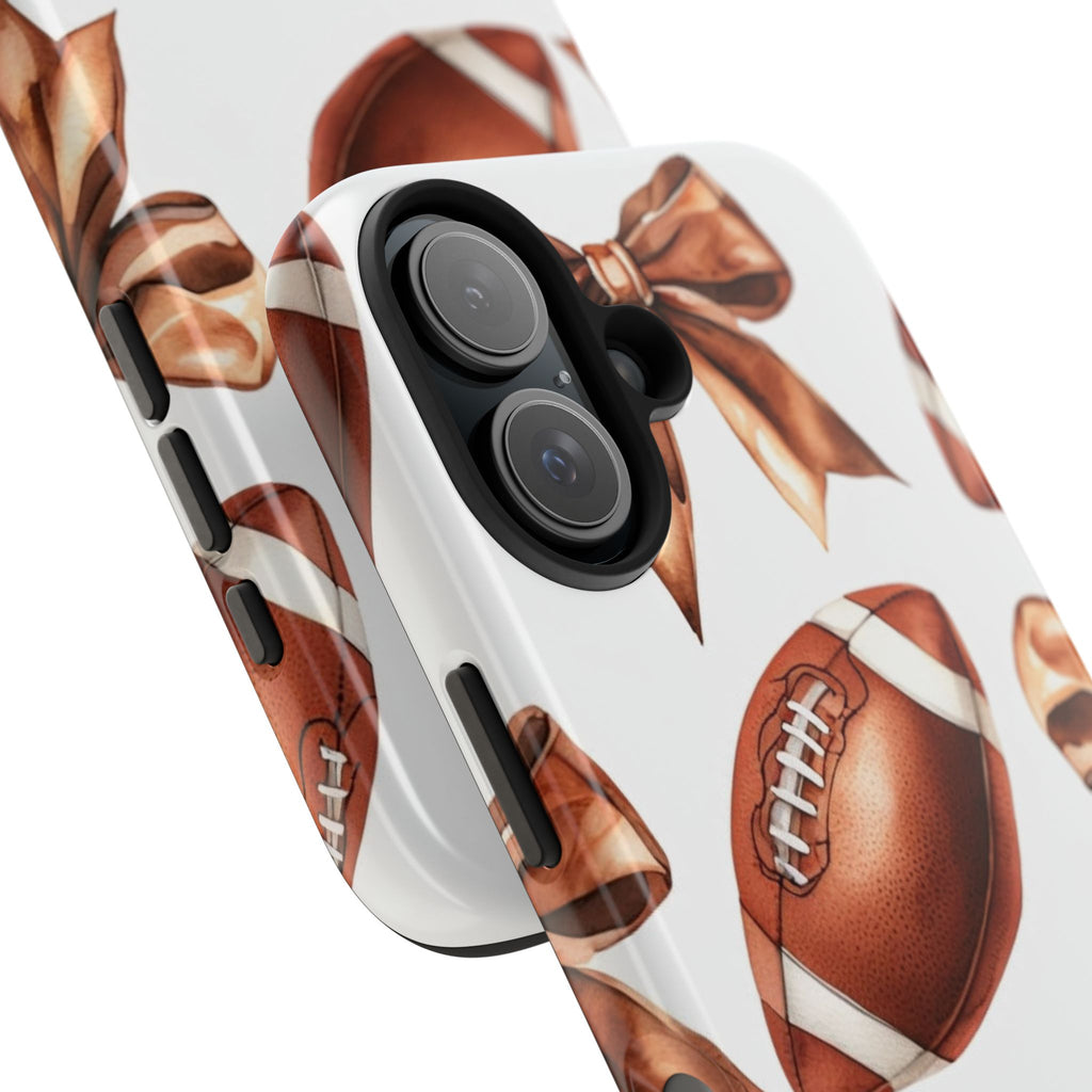 Tough Phone Case – Football & Bow Pattern