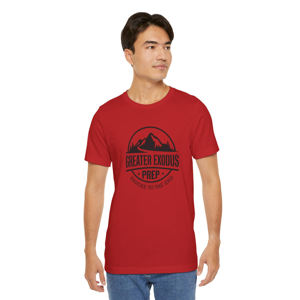 Greater Exodus Prep T-Shirt — Mountain Logo “Endure to the End” Adventure Tee