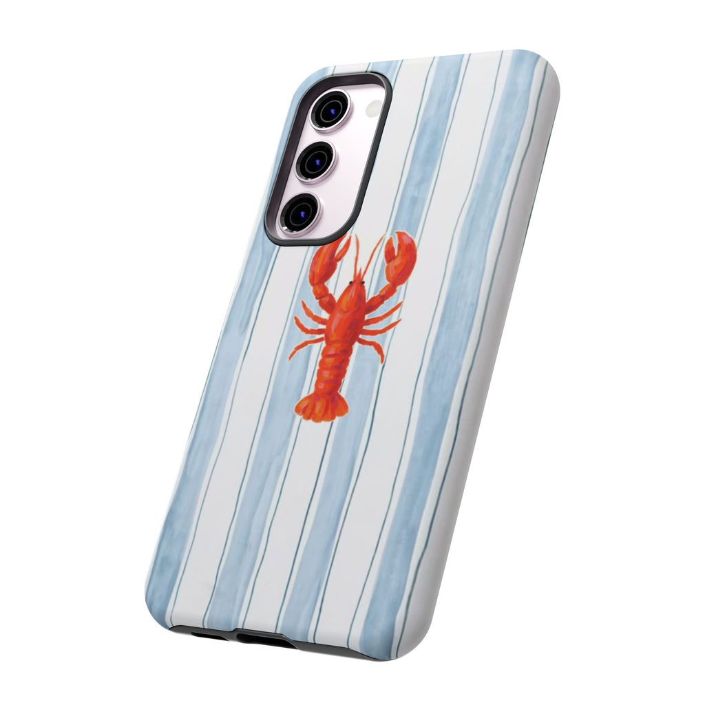 Lobster Stripe Phone Case — Nautical Blue & White Protective Cover