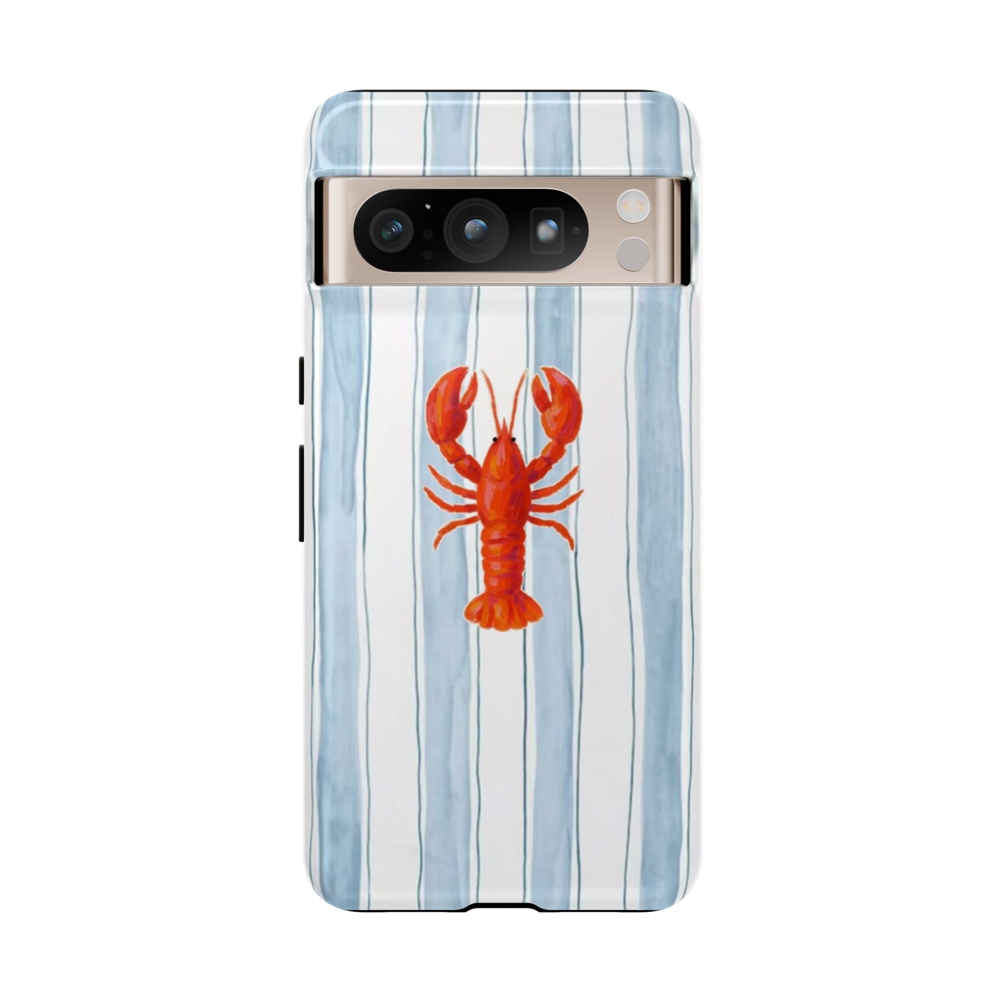 Lobster Stripe Phone Case — Nautical Blue & White Protective Cover