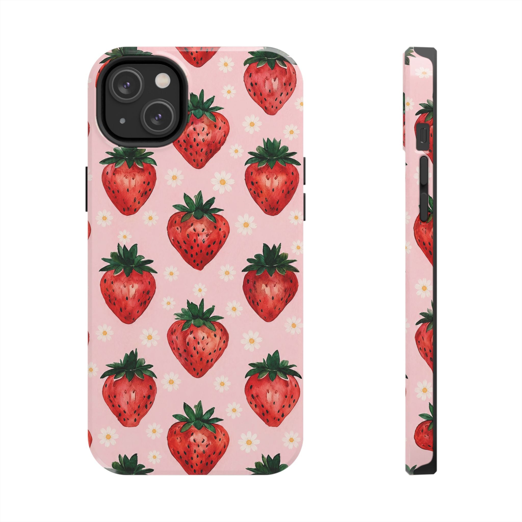 Strawberry Pattern Tough Phone Case — Cute Pink Fruit iPhone/Android Protection