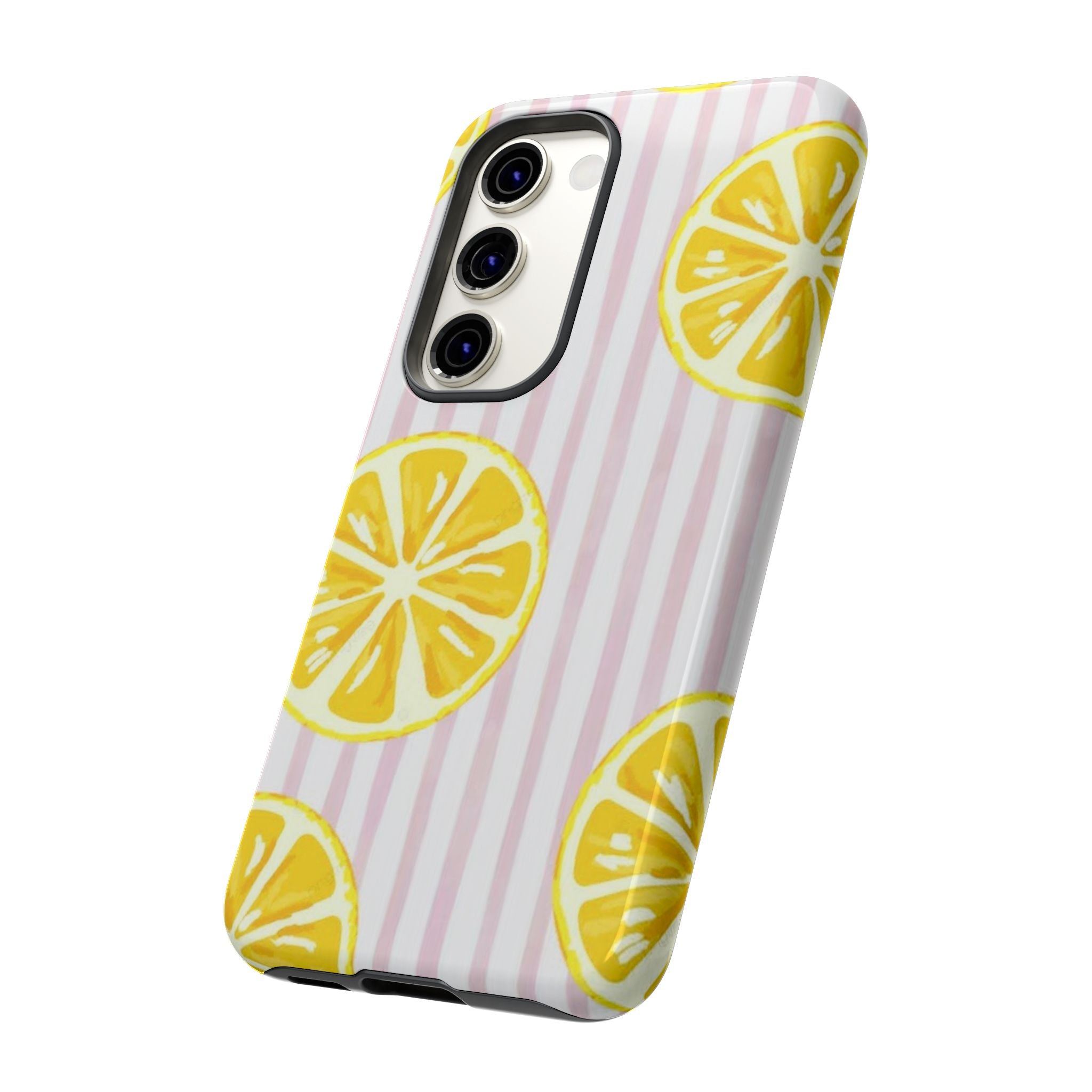 Lemon Slices Tough Case — Cute Pink Stripe Phone Cover