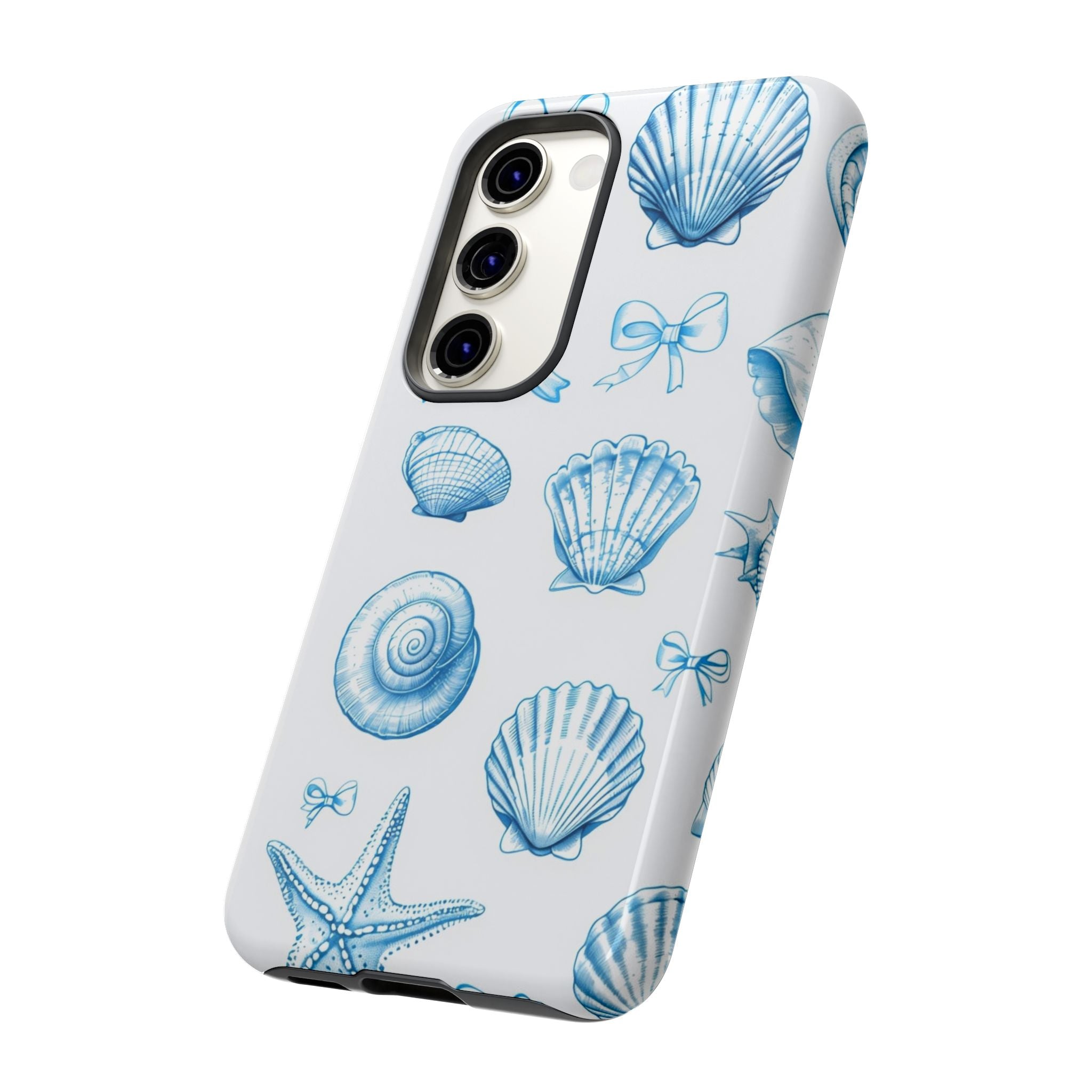 Seaside Shells Phone Case — Blue Nautical Shell & Starfish Pattern