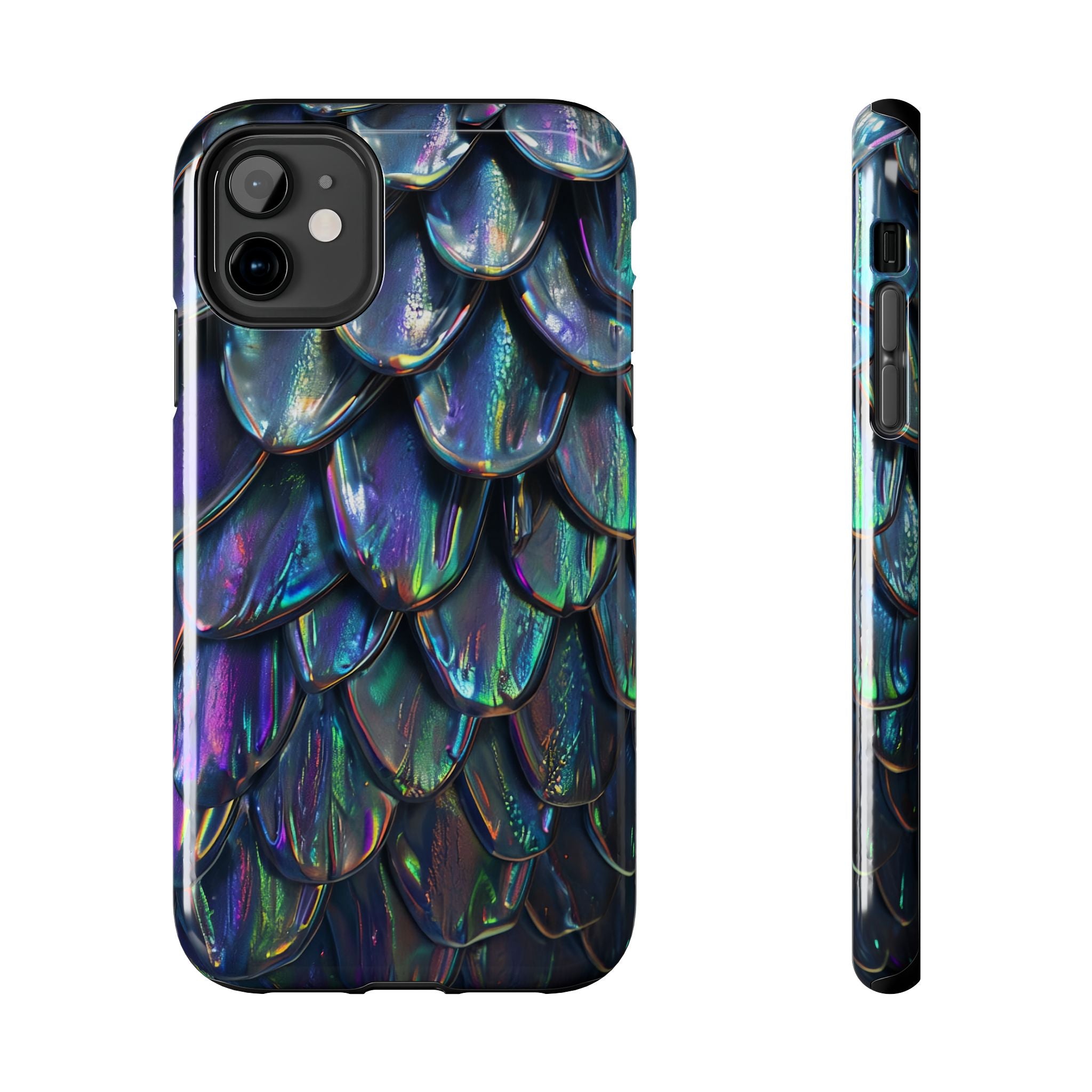 Holographic Mermaid Scale Tough Phone Case — Iridescent Protective Phone Cover