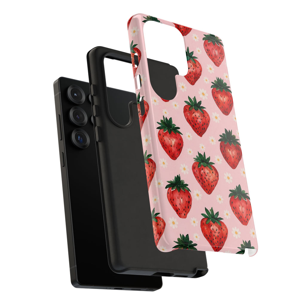 Strawberry Pattern Tough Case — Cute Pink Fruit Phone Case