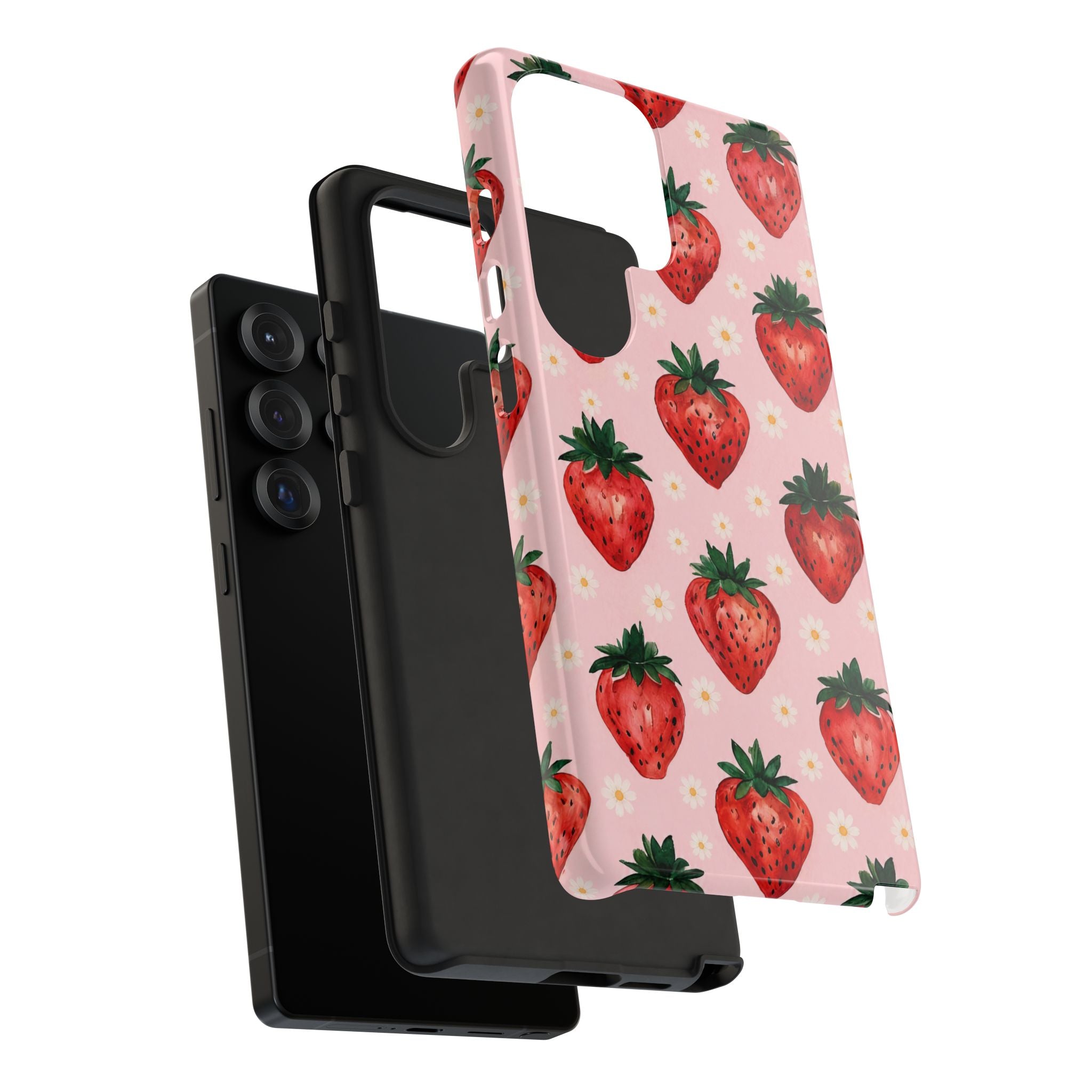 Strawberry Pattern Tough Case — Cute Pink Fruit Phone Case