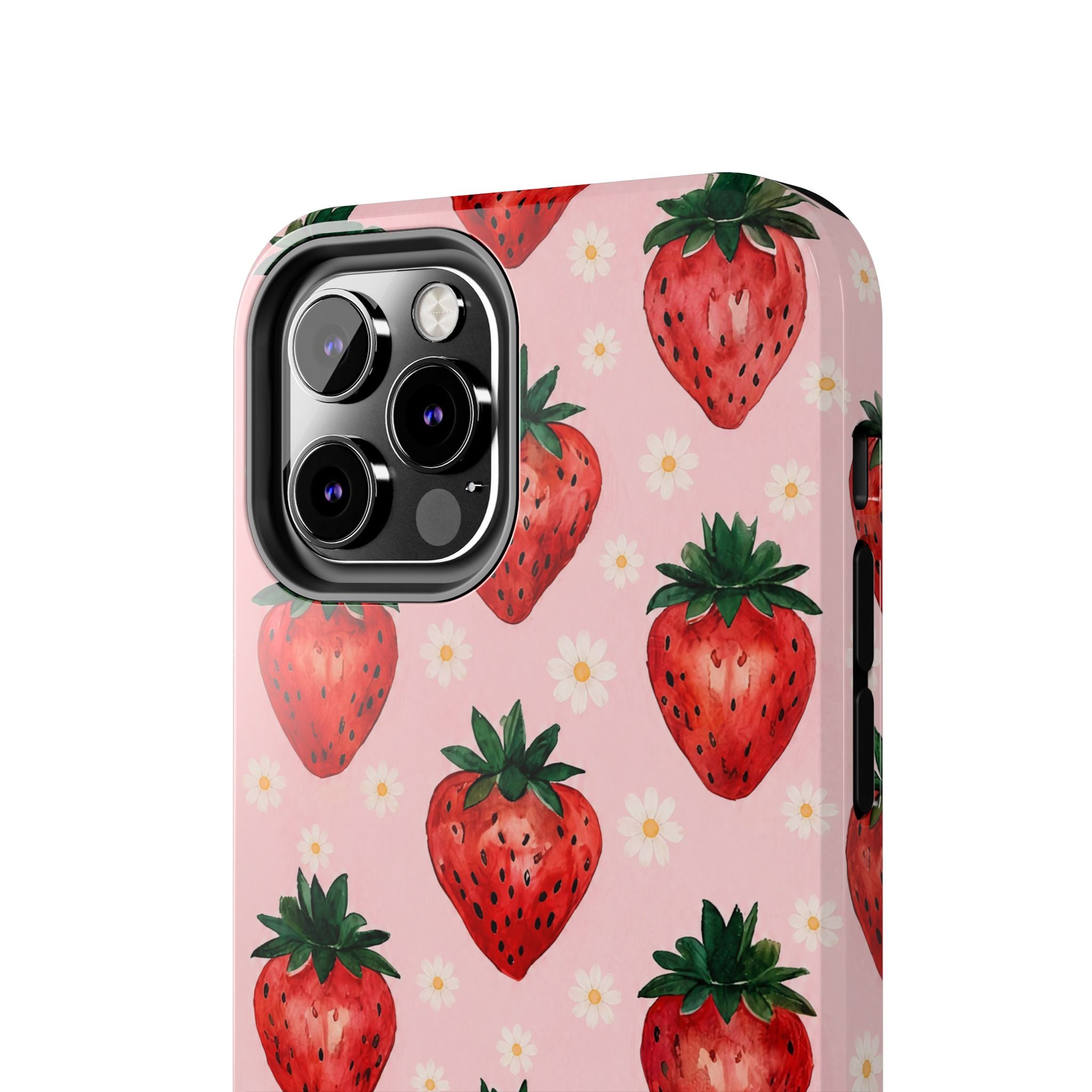 Strawberry Pattern Tough Phone Case — Cute Pink Fruit iPhone/Android Protection