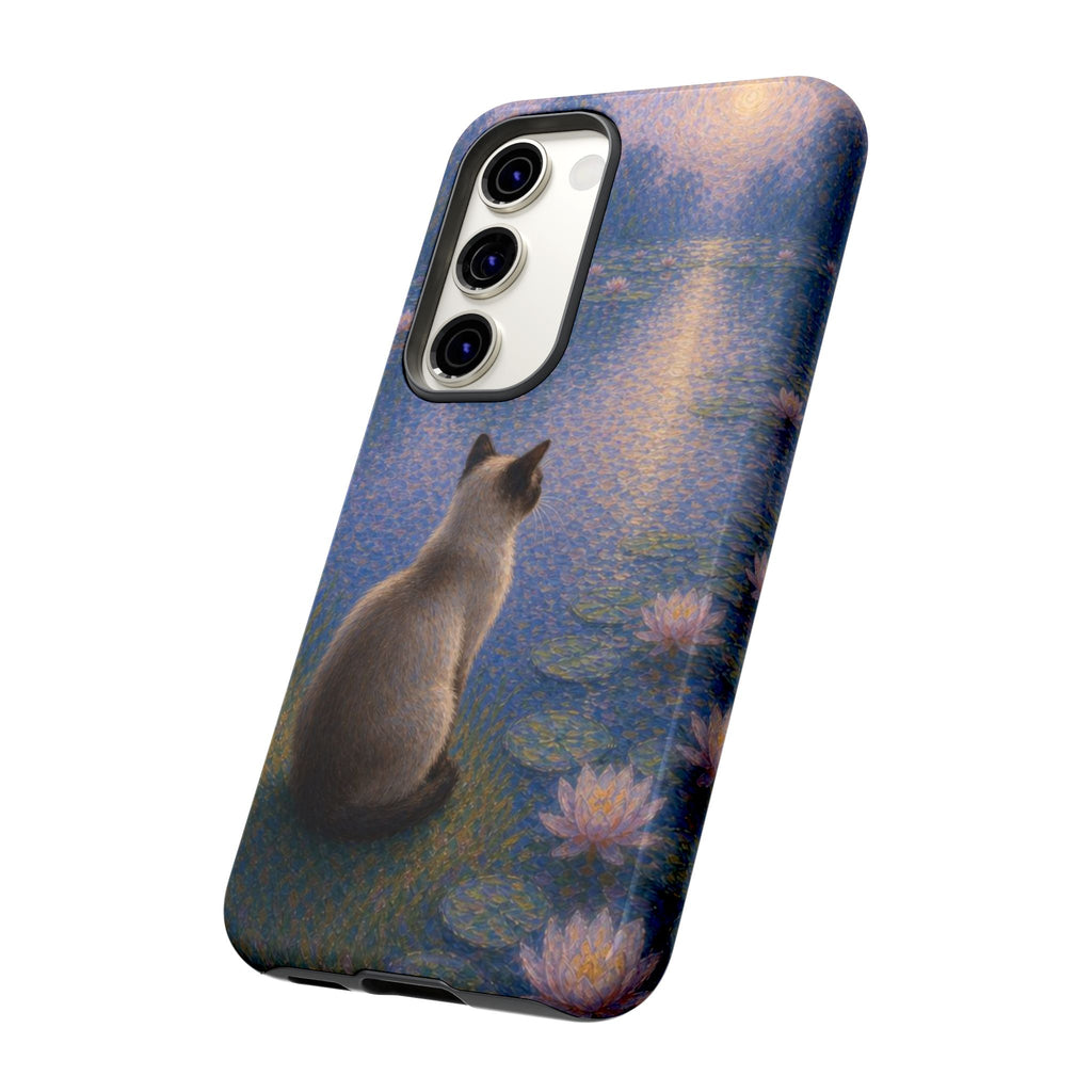 Cat Moonlight Phone Case — Serene Siamese by Lily Pond