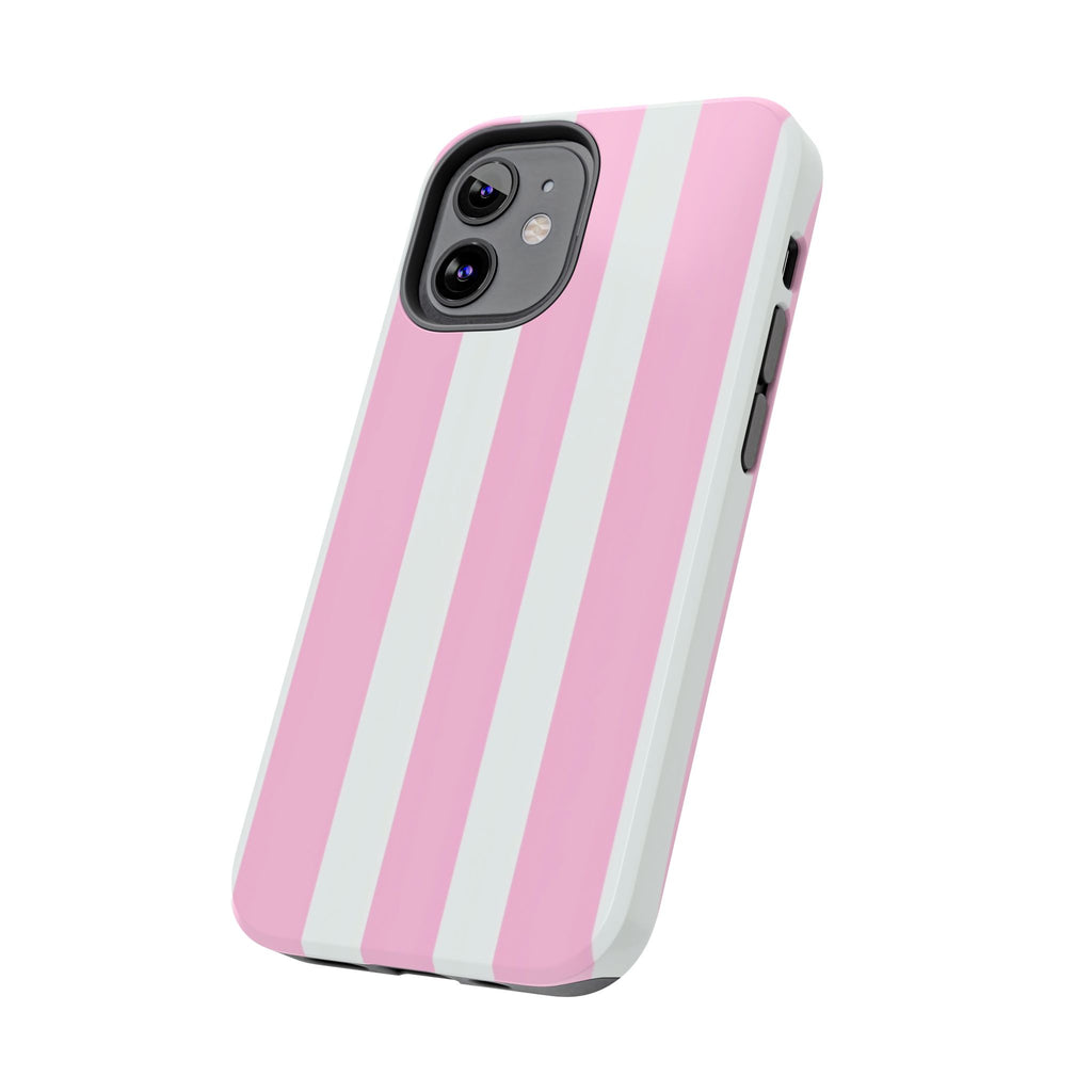 Pink & White Stripe Tough Phone Case — Protective Stripe iPhone Cover