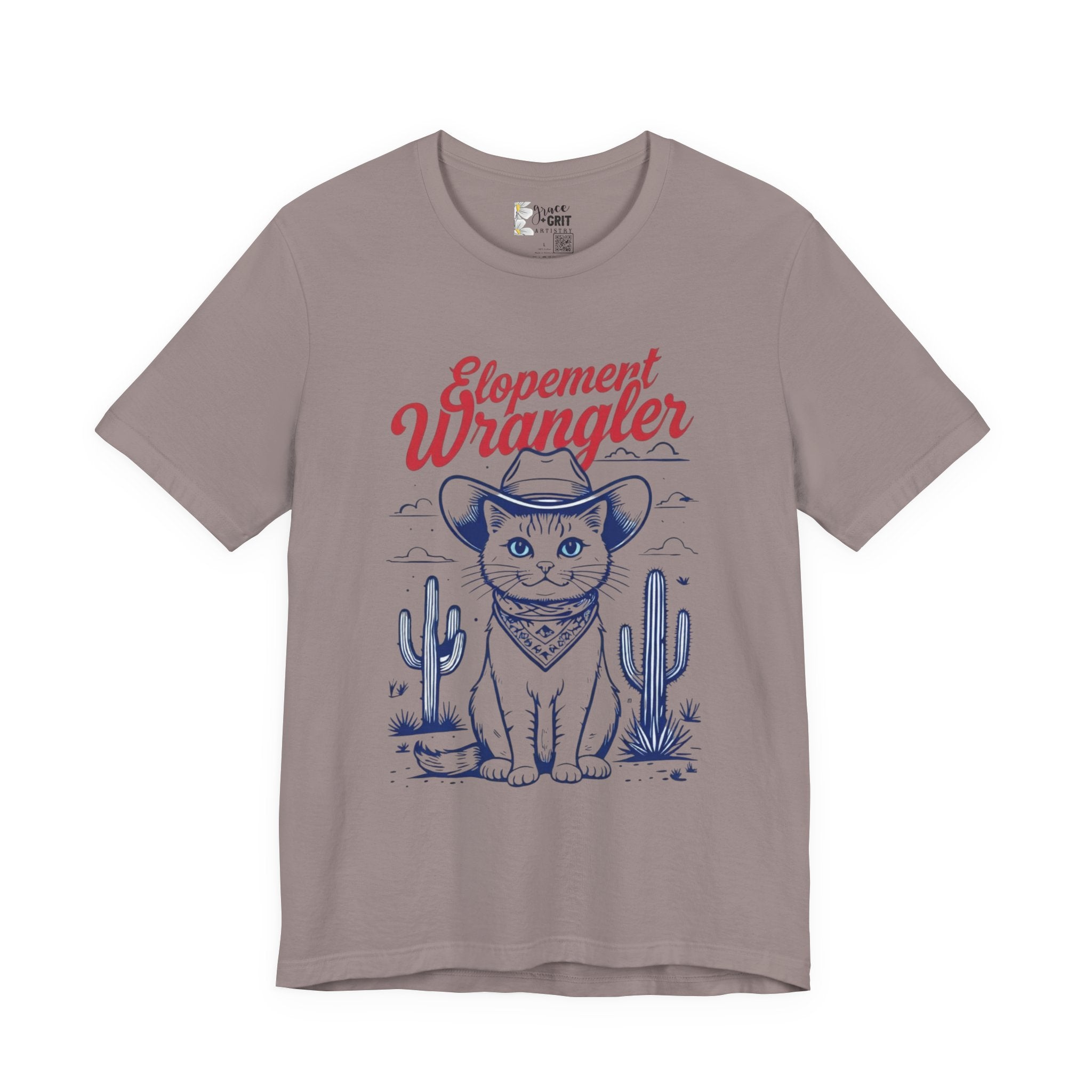 Elopement Wrangler Cat Tee | Cowboy Hat Cactus Desert Cat Illustration