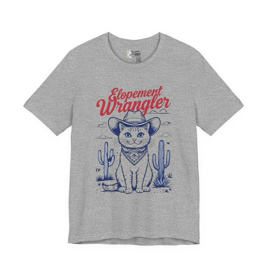 Elopement Wrangler Cat Tee | Cowboy Hat Cactus Desert Cat Illustration