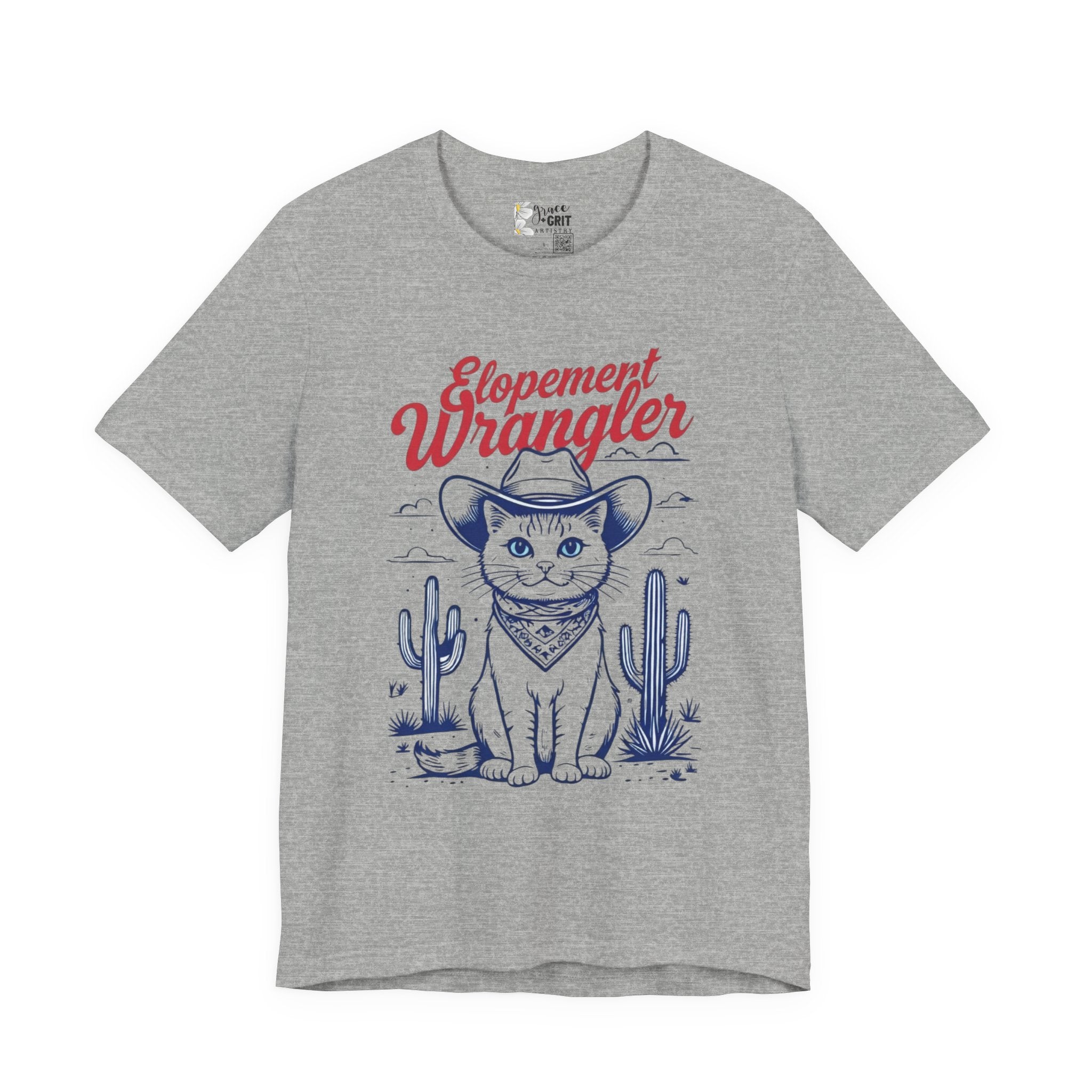 Elopement Wrangler Cat Tee | Cowboy Hat Cactus Desert Cat Illustration