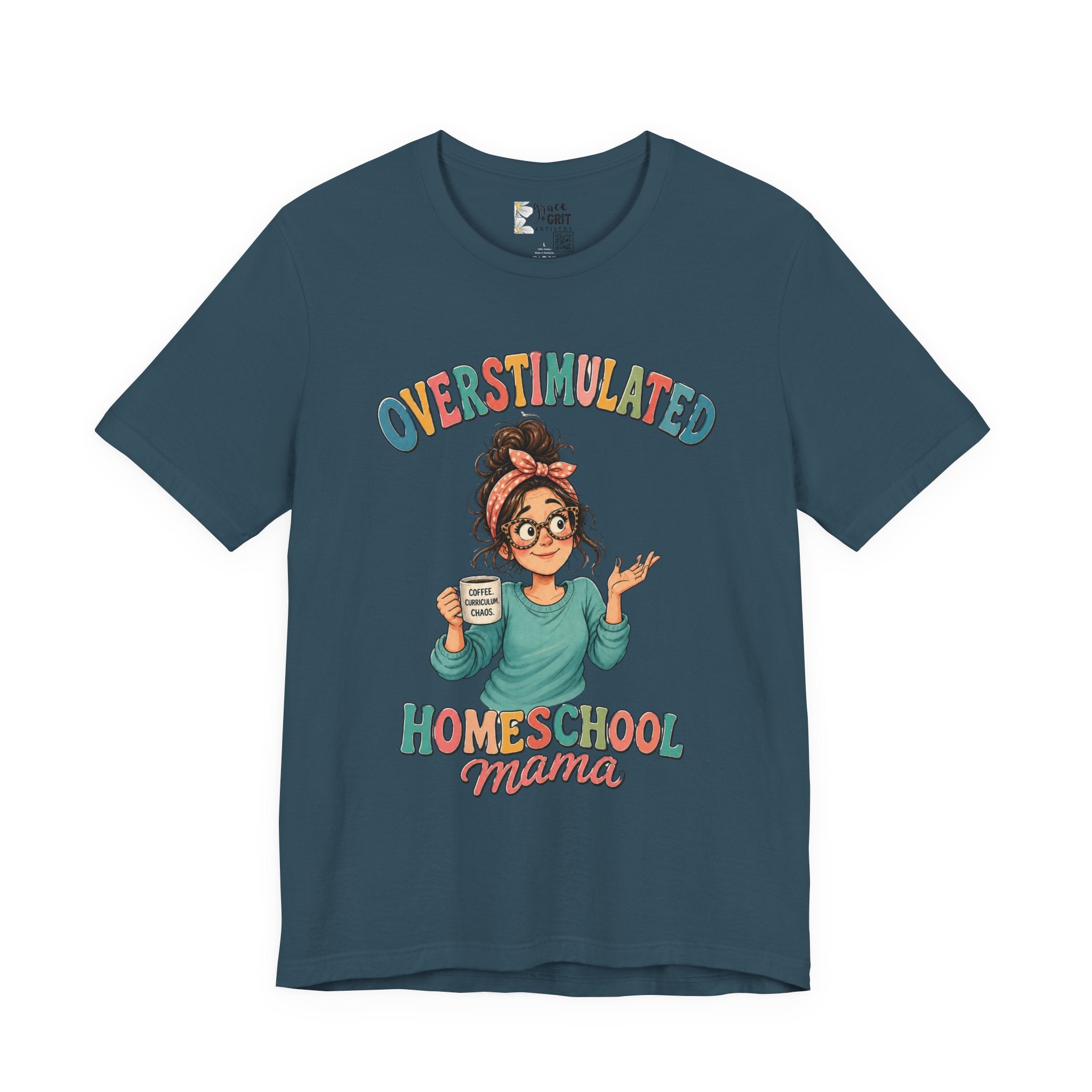Homeschool Mama T-Shirt – “Overstimulated” Cute Mom Graphic Tee