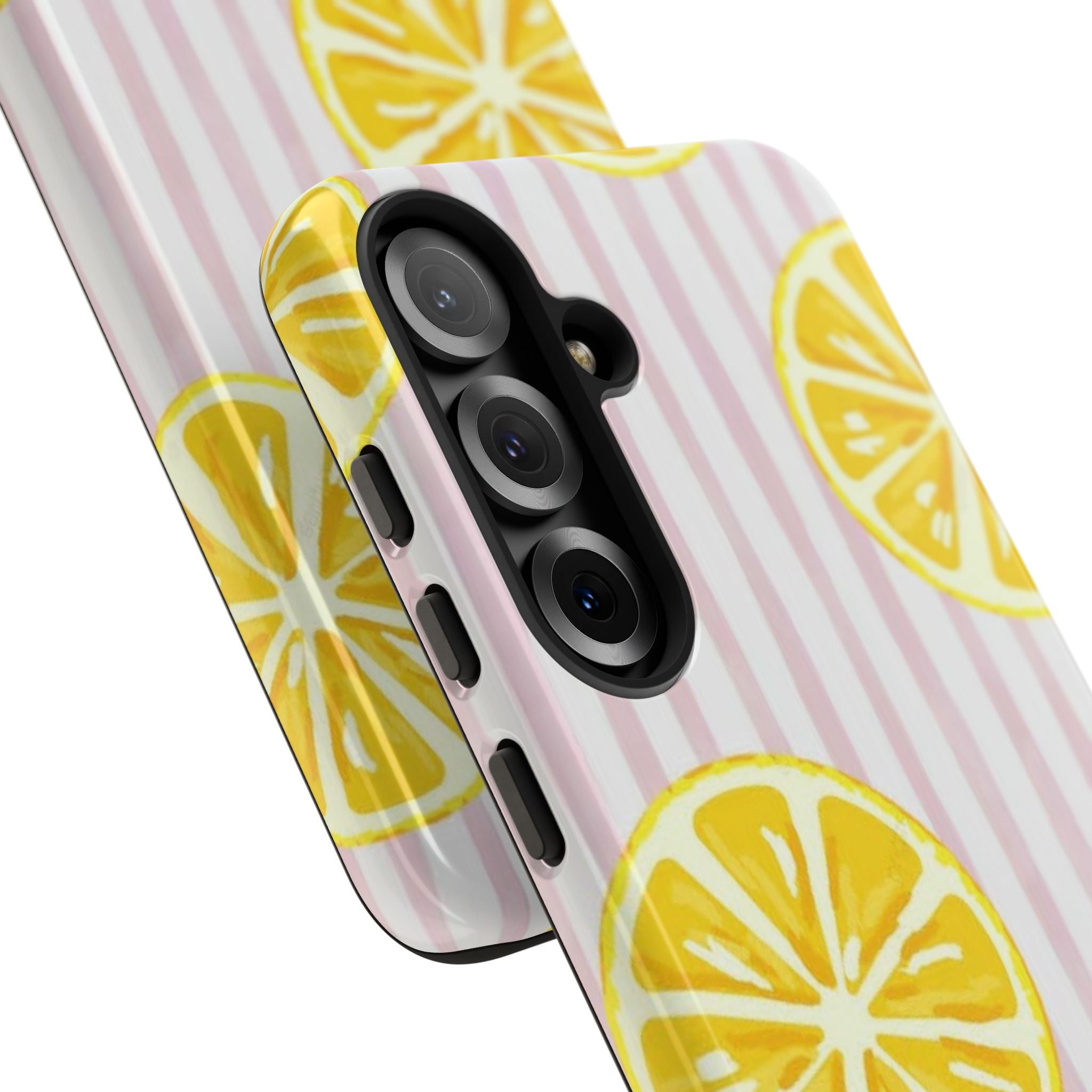 Lemon Slices Tough Case — Cute Pink Stripe Phone Cover