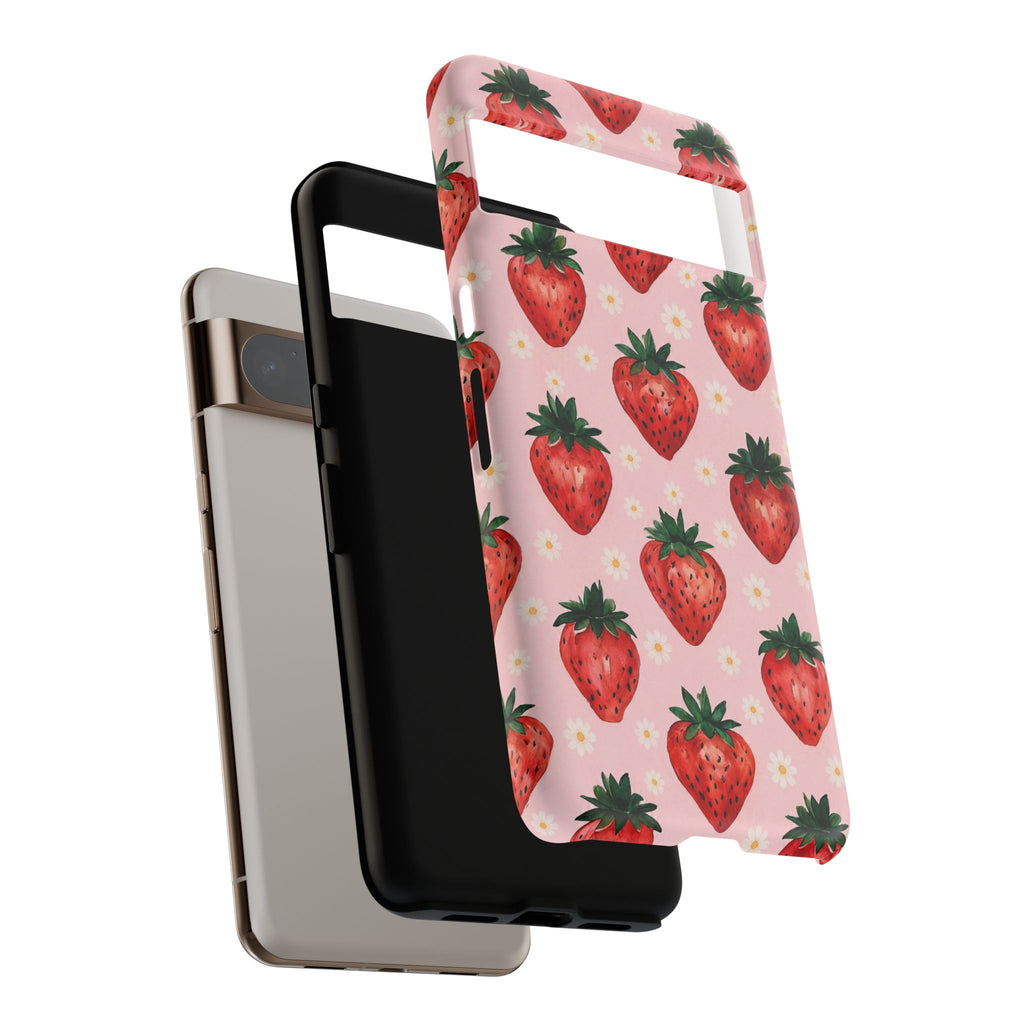 Strawberry Pattern Tough Case — Cute Pink Fruit Phone Case